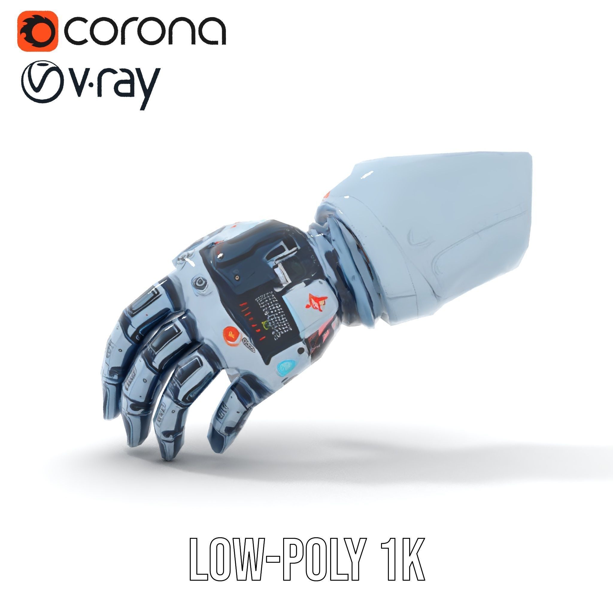 Futuristic Robotic Hand Model Pack Low-poly 3D model_13