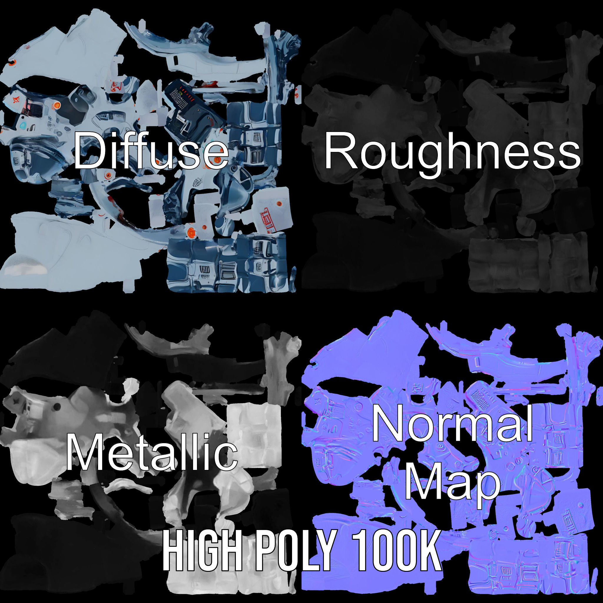 Futuristic Robotic Hand Model Pack Low-poly 3D model_4