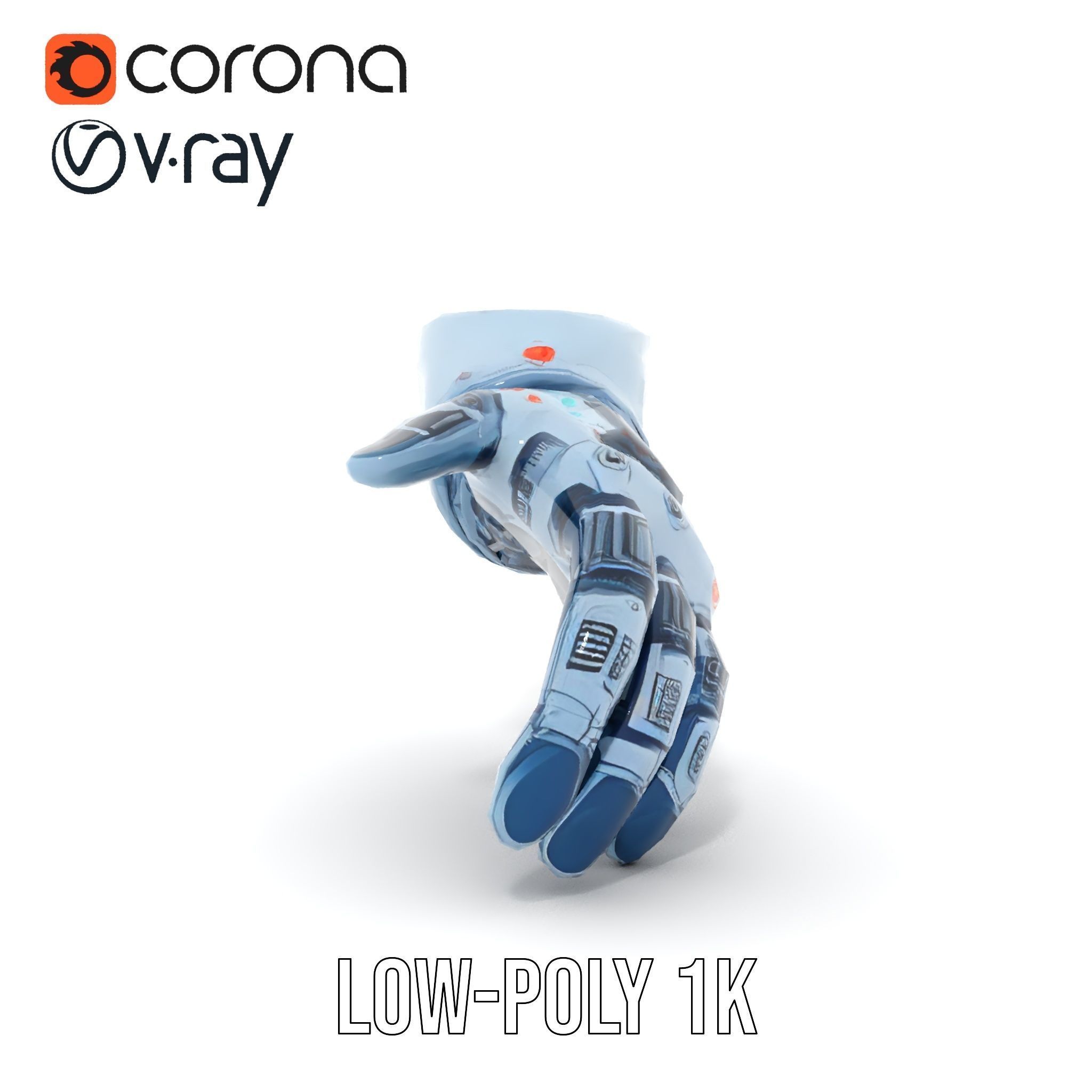 Futuristic Robotic Hand Model Pack Low-poly 3D model_24