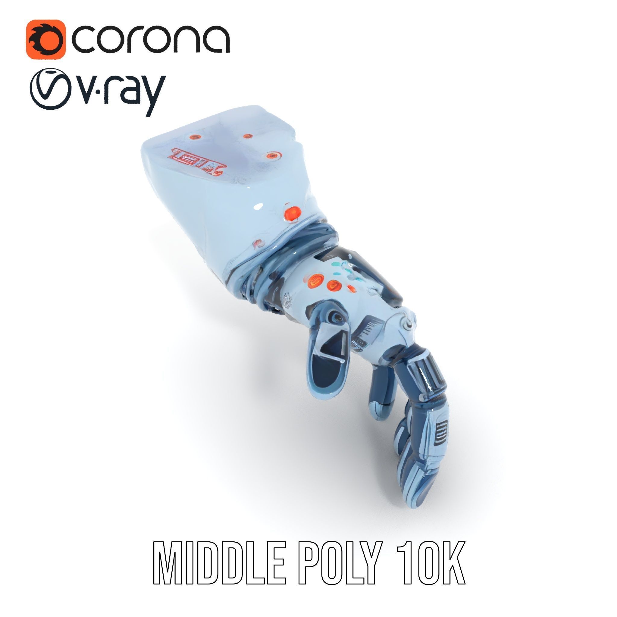 Futuristic Robotic Hand Model Pack Low-poly 3D model_14