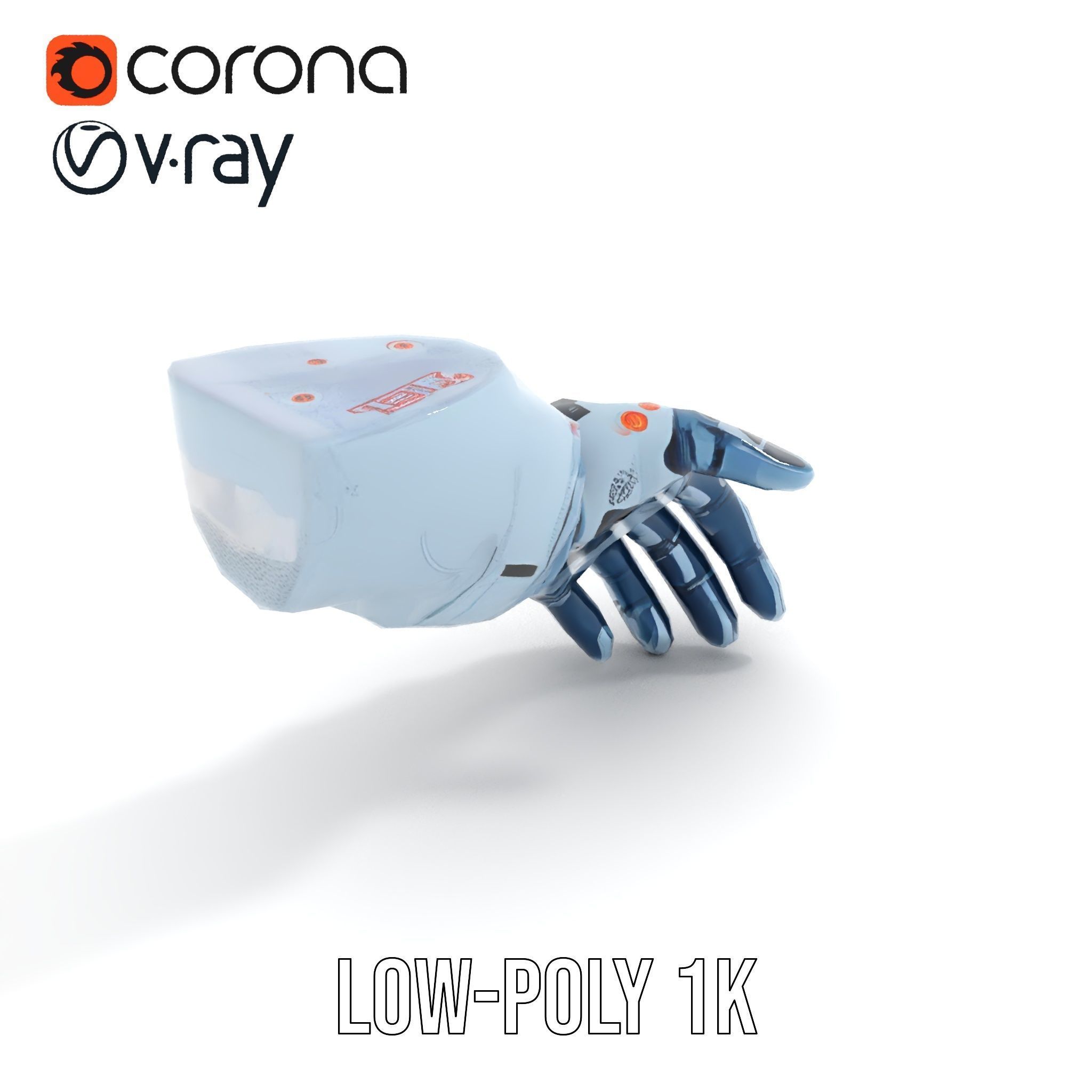 Futuristic Robotic Hand Model Pack Low-poly 3D model_10