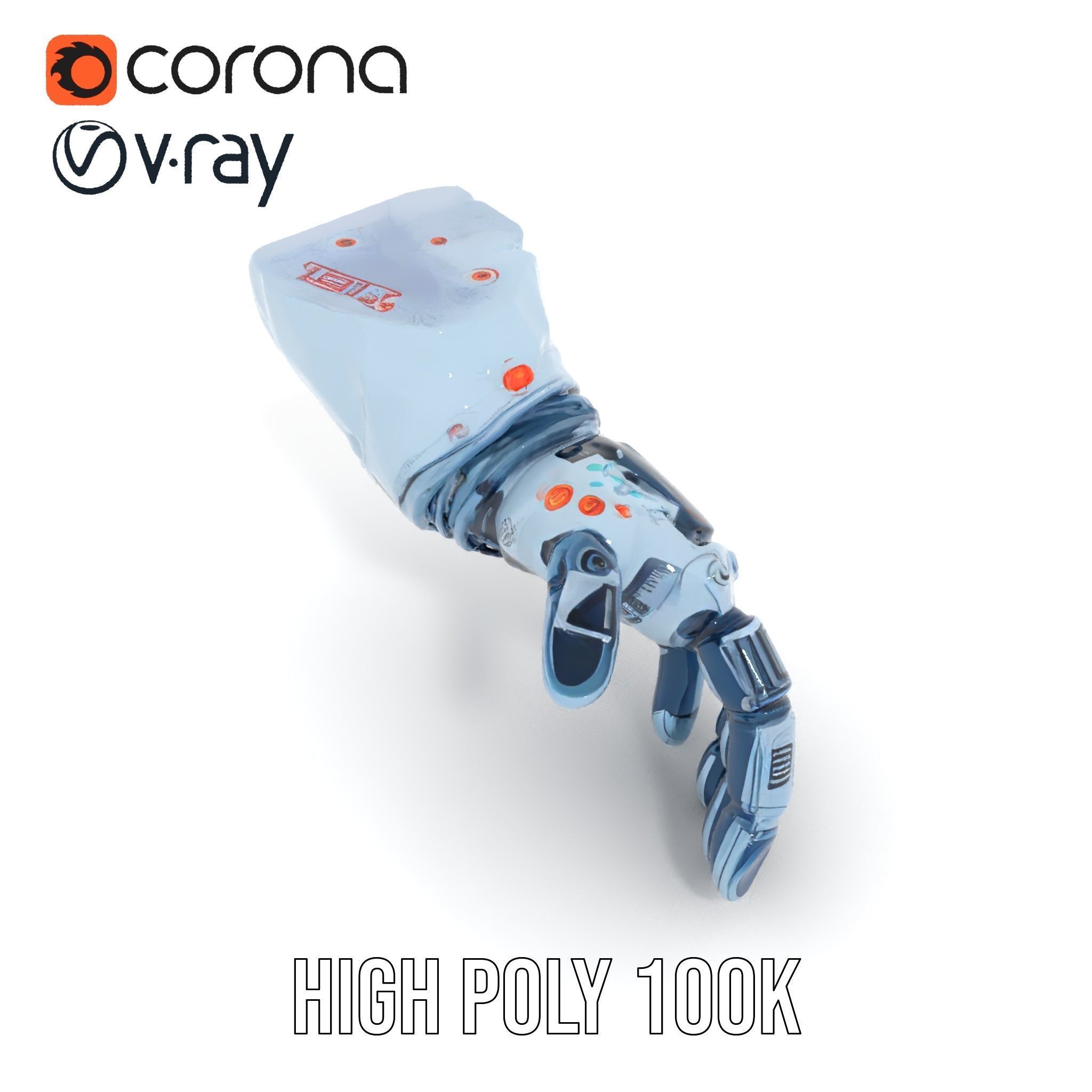 Futuristic Robotic Hand Model Pack Low-poly 3D model_19