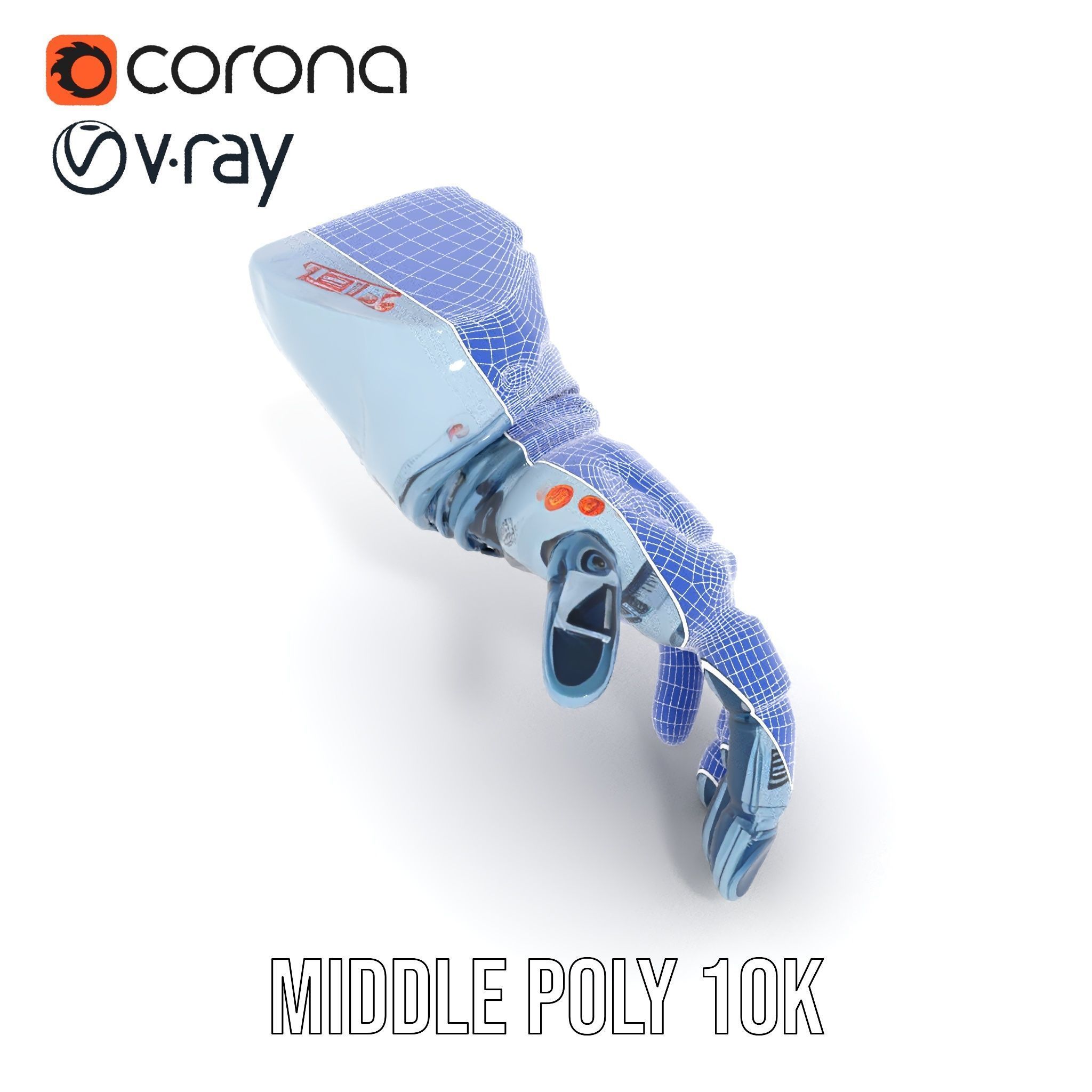 Futuristic Robotic Hand Model Pack Low-poly 3D model_12