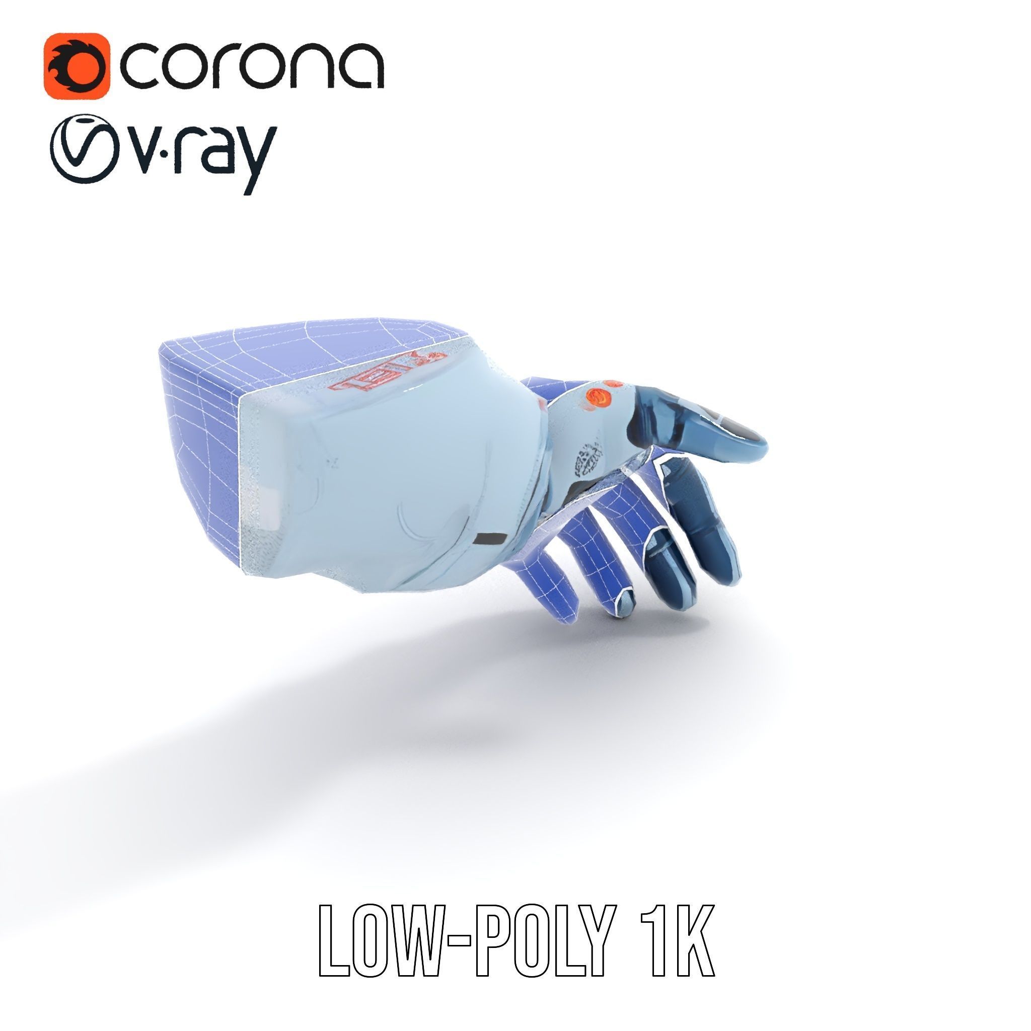 Futuristic Robotic Hand Model Pack Low-poly 3D model_21