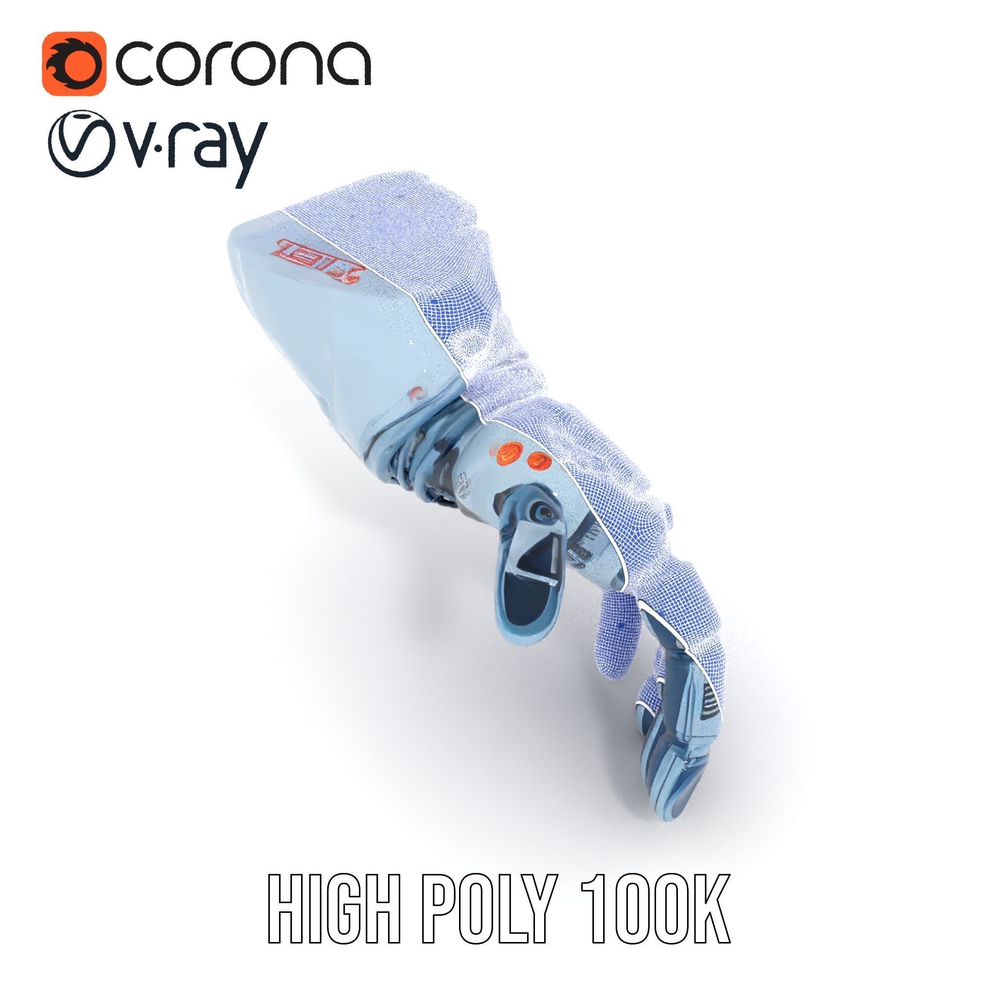 Futuristic Robotic Hand Model Pack Low-poly 3D model_35