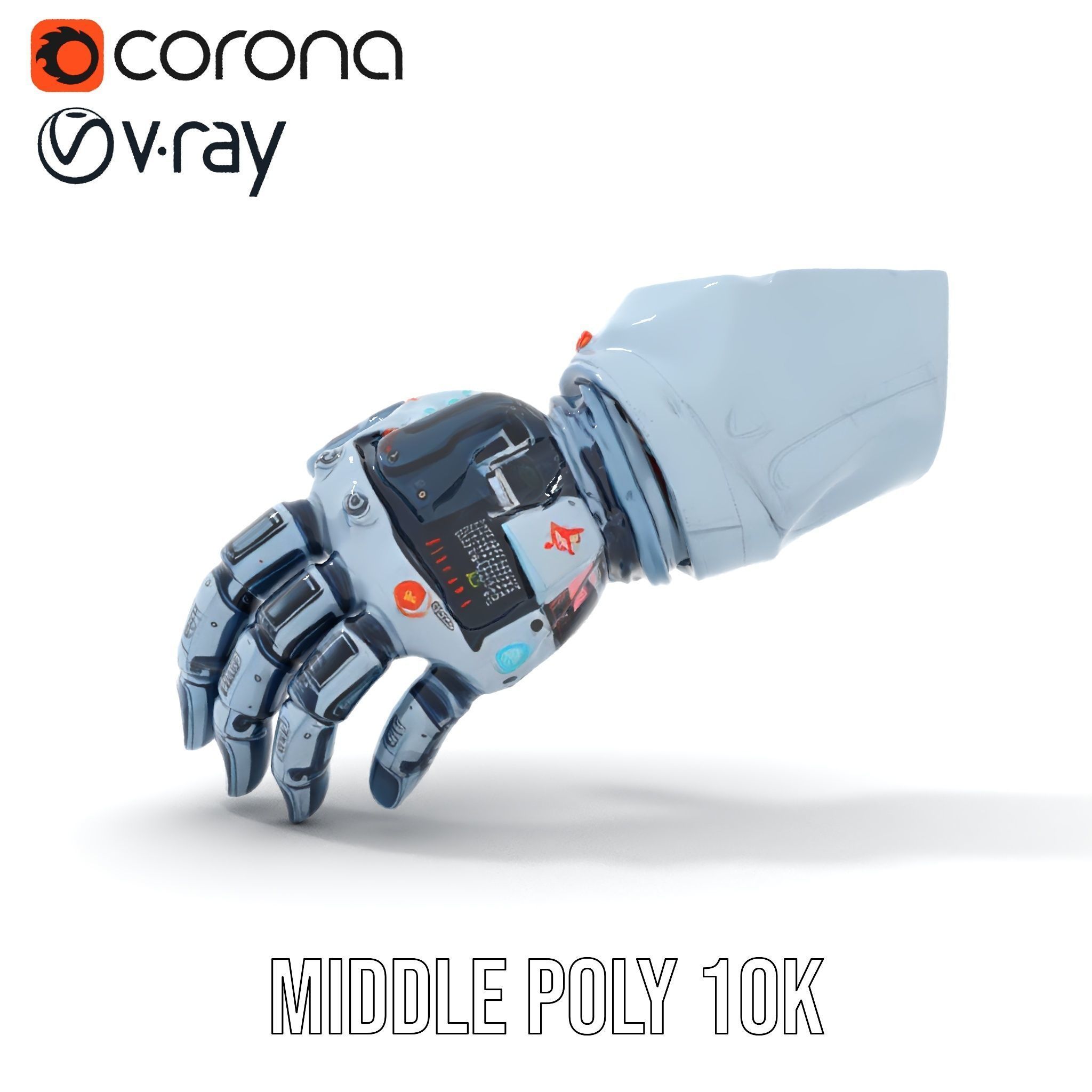 Futuristic Robotic Hand Model Pack Low-poly 3D model_20