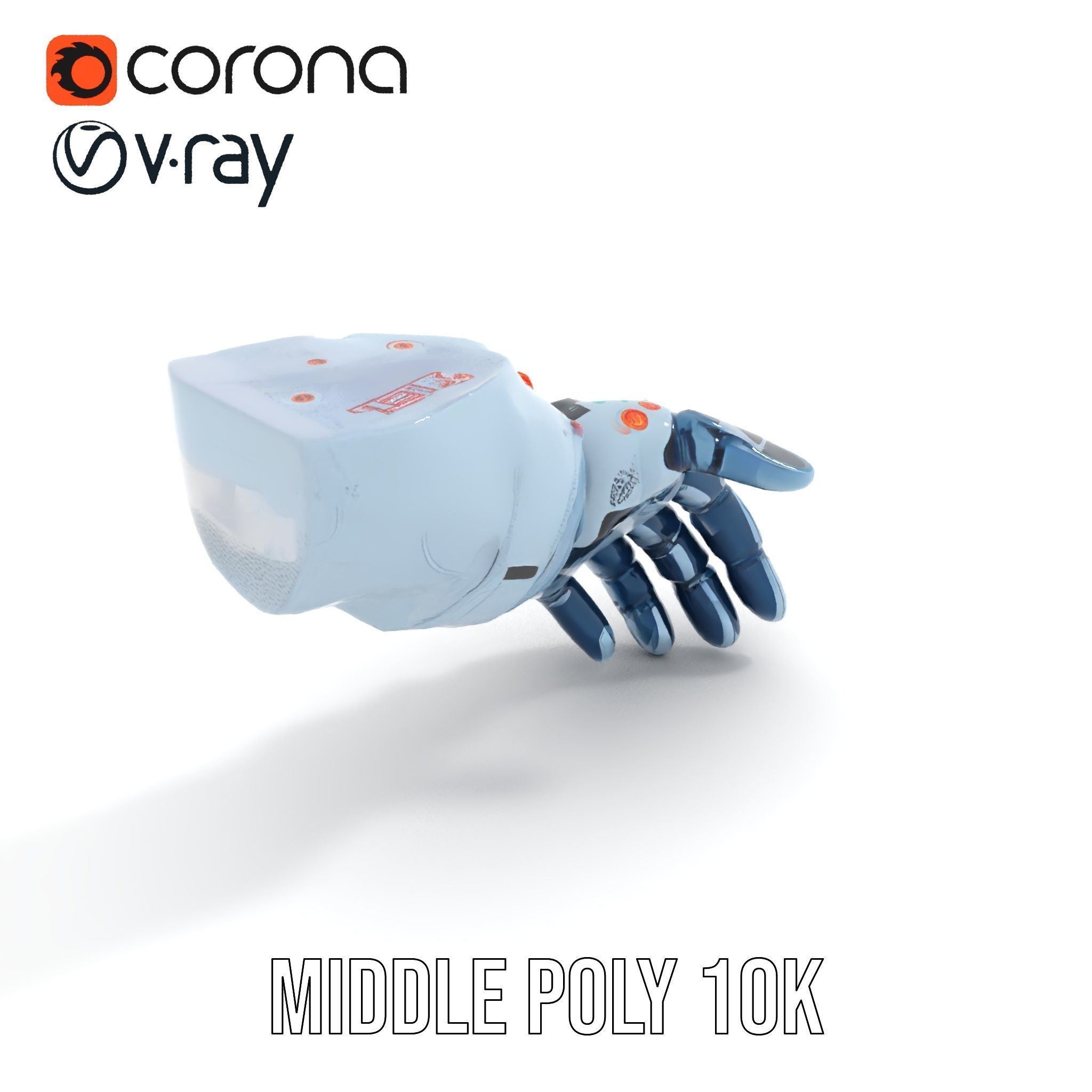 Futuristic Robotic Hand Model Pack Low-poly 3D model_6