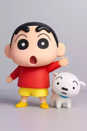 Shinchan Nohara and Shiro 3D Model