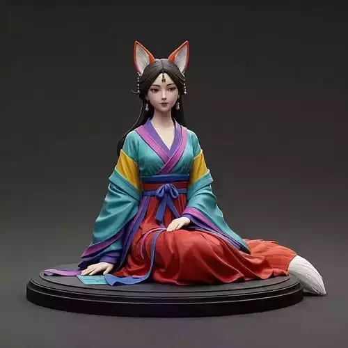 1516COLORFUL  Fox Spirit Woman in Pu Song Ling Style