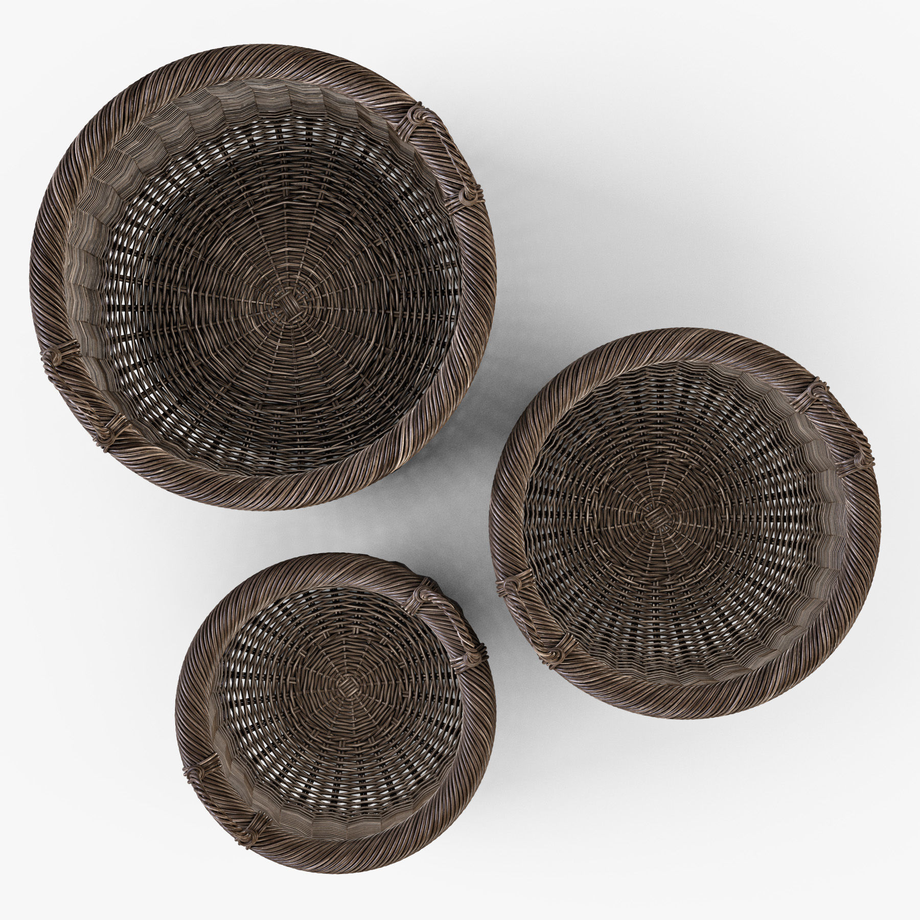 Wicker Basket 7 Walnut Brown Color with Firewood 3D model_11