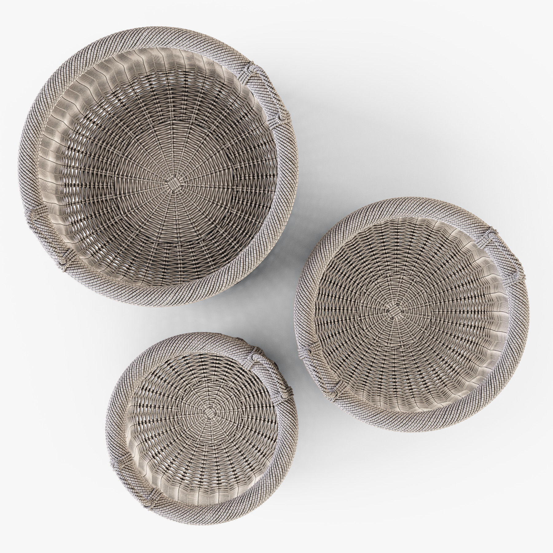 Wicker Basket 7 Walnut Brown Color with Firewood 3D model_20