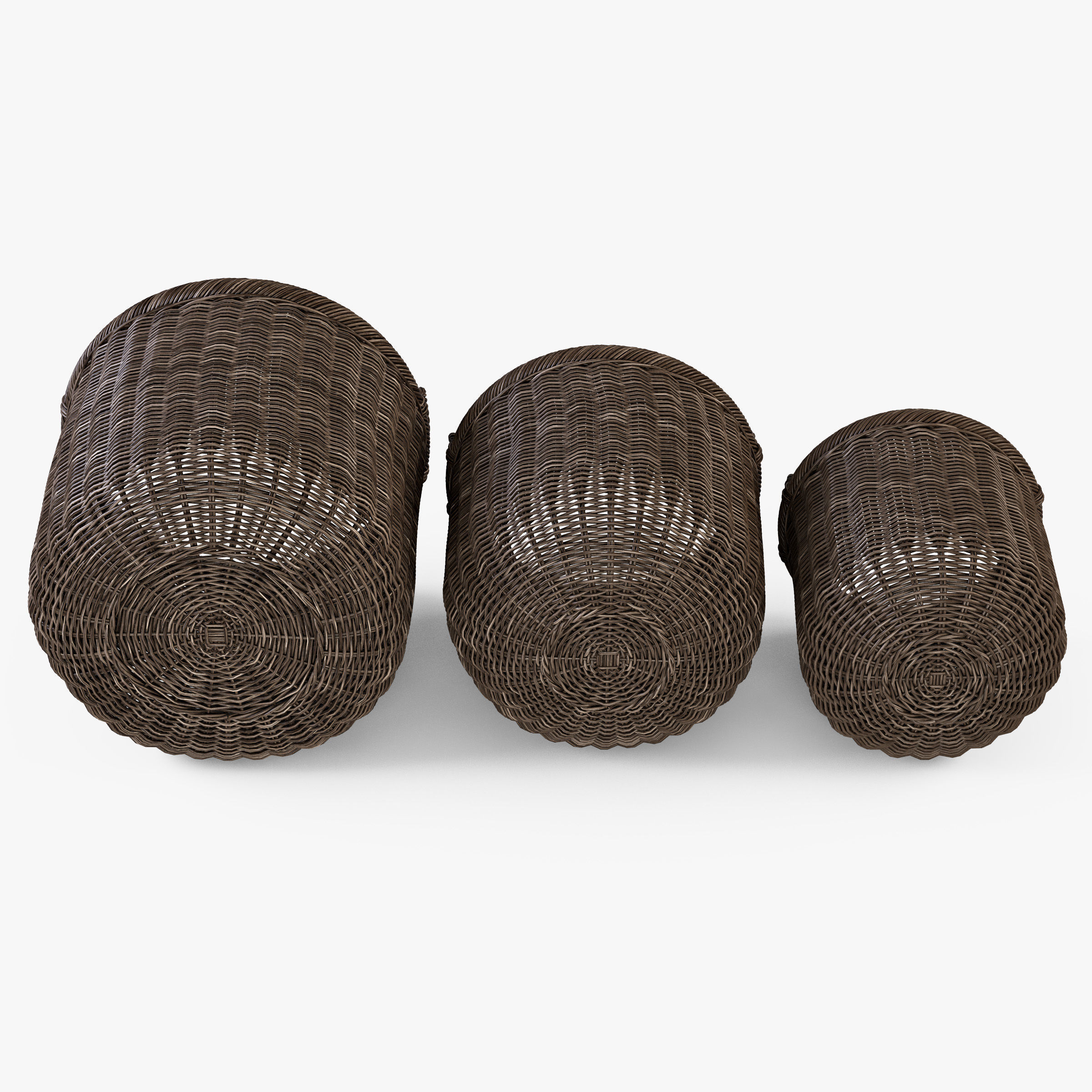 Wicker Basket 7 Walnut Brown Color with Firewood 3D model_12