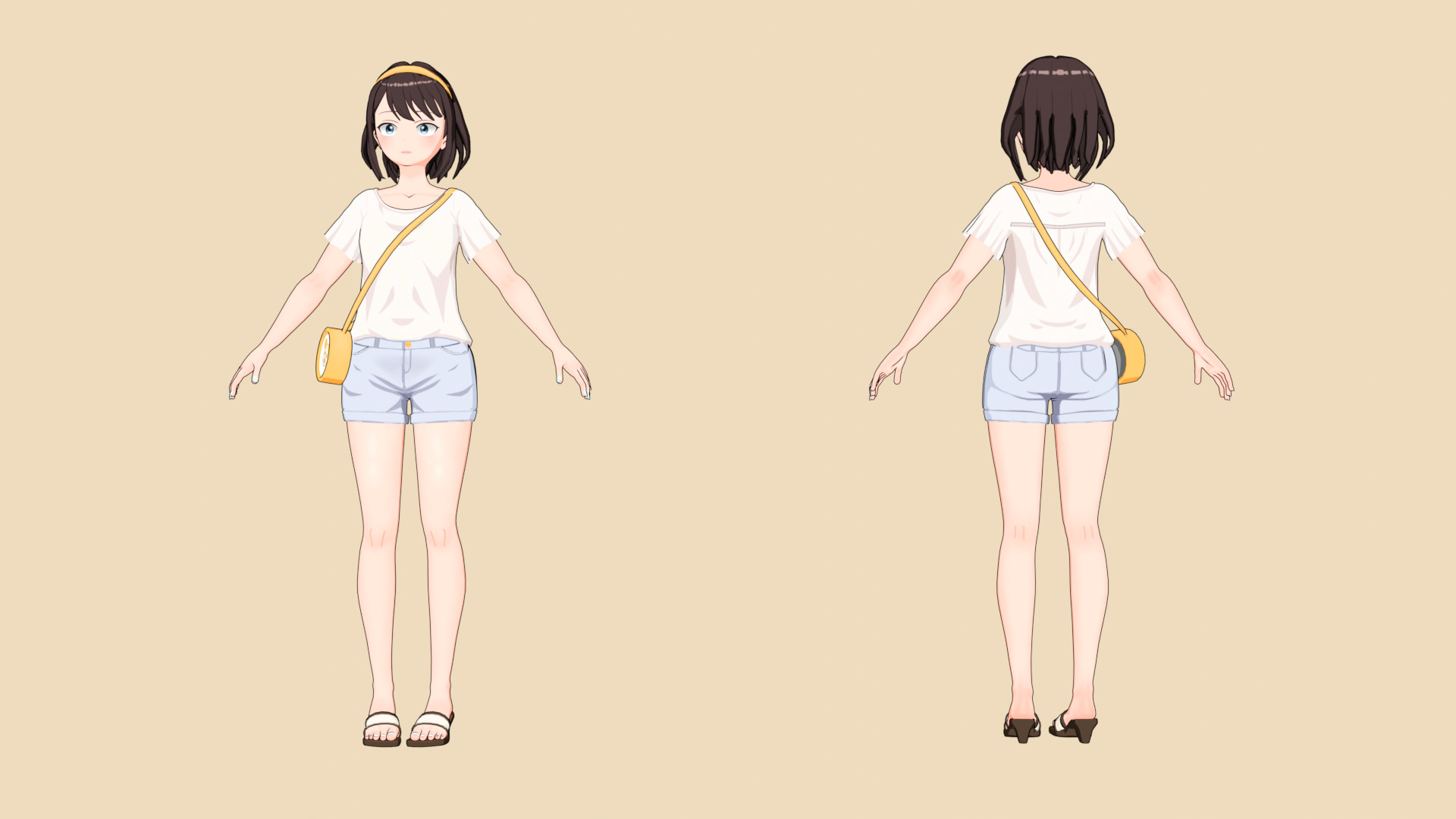 Rigged Kawaii Anime Girl Casual Style 3D Model Free 3D model_2