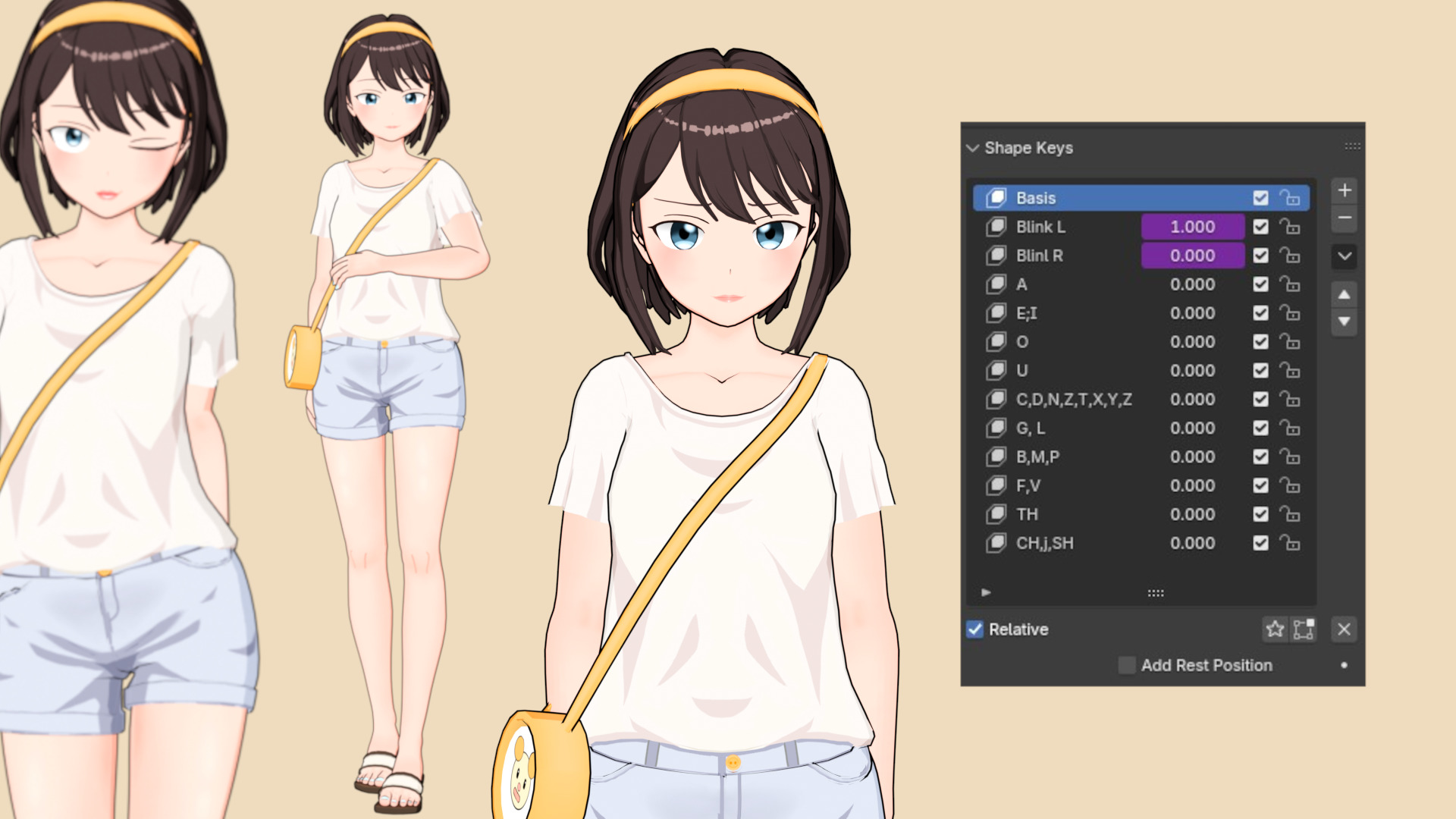 Rigged Kawaii Anime Girl Casual Style 3D Model Free 3D model_4