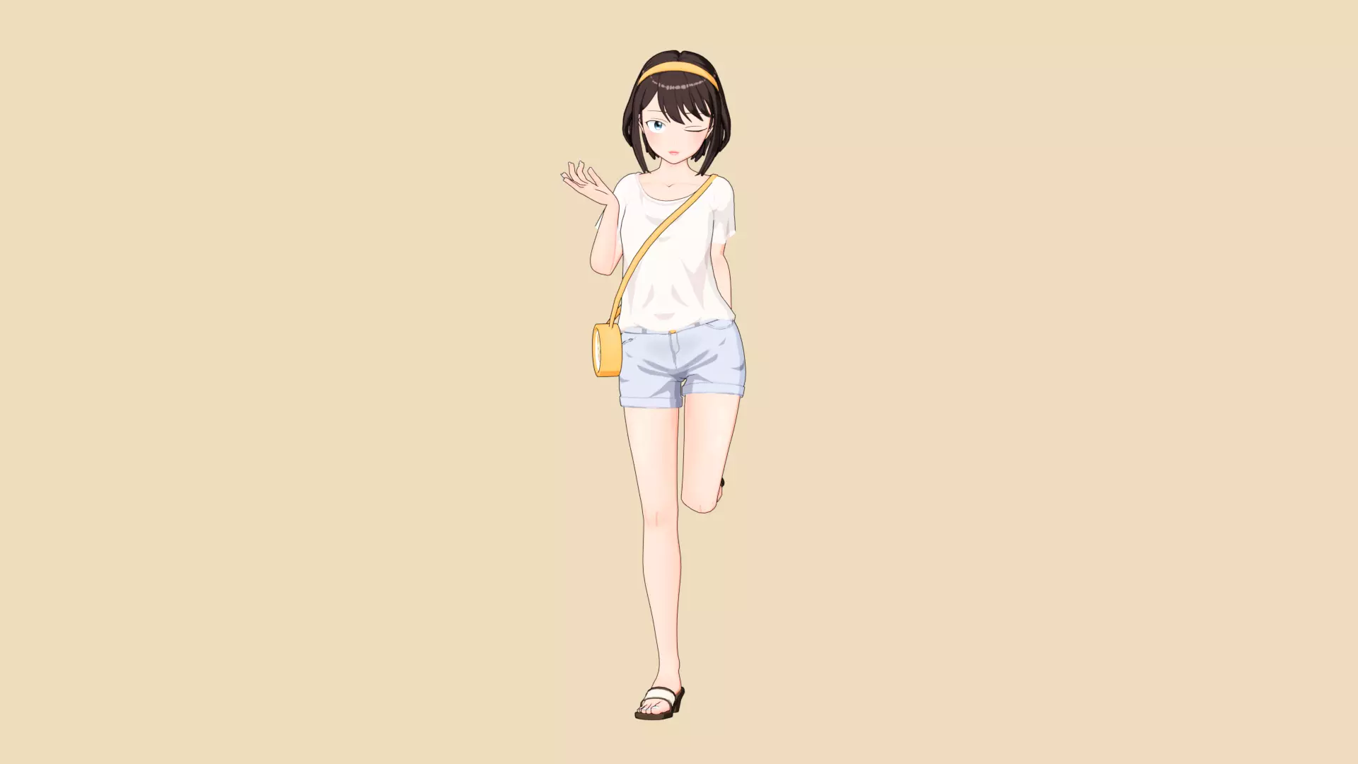 Rigged Kawaii Anime Girl Casual Style 3D Model Free 3D model_0