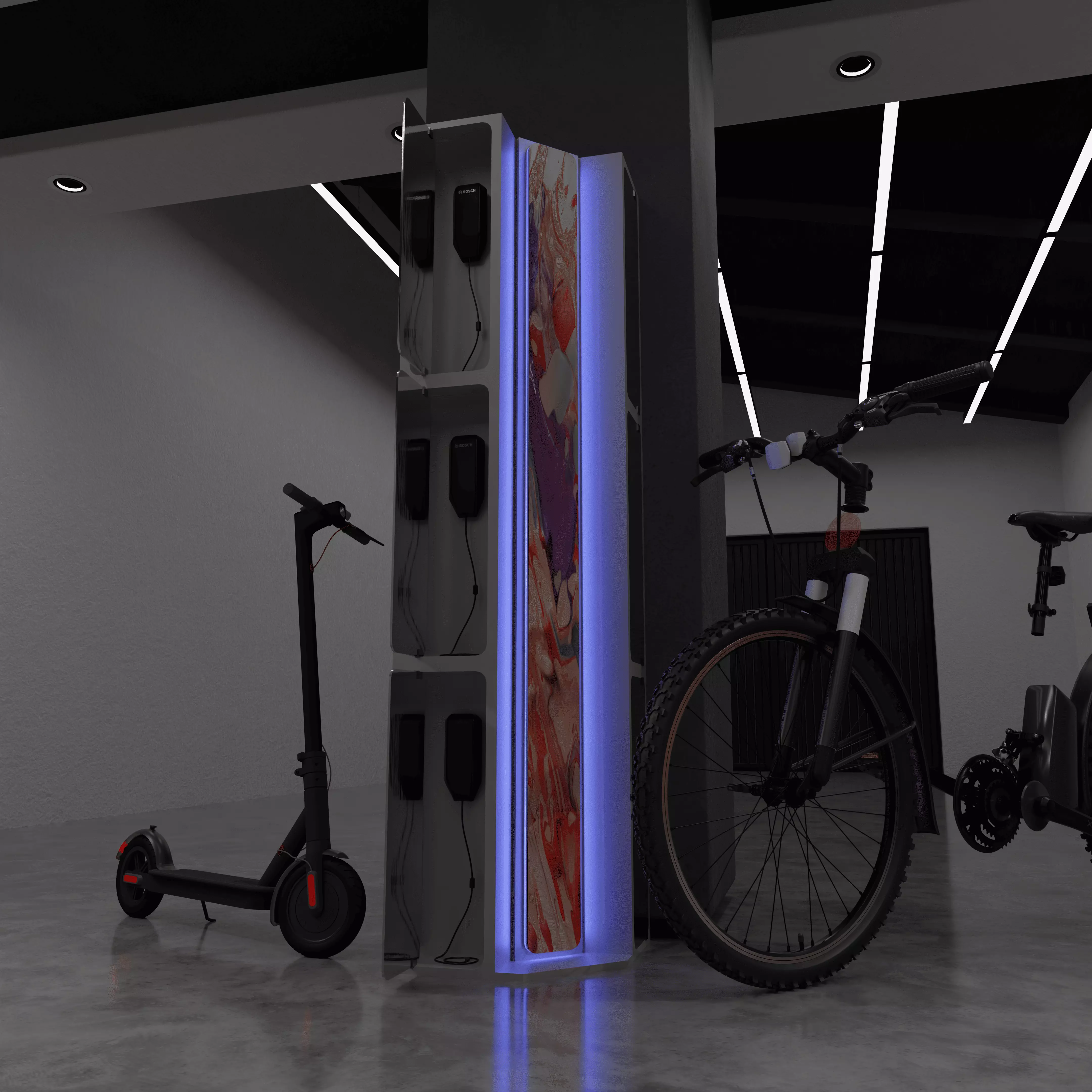 Bosch EV-Bike Charging Station and Charger 3D model_0