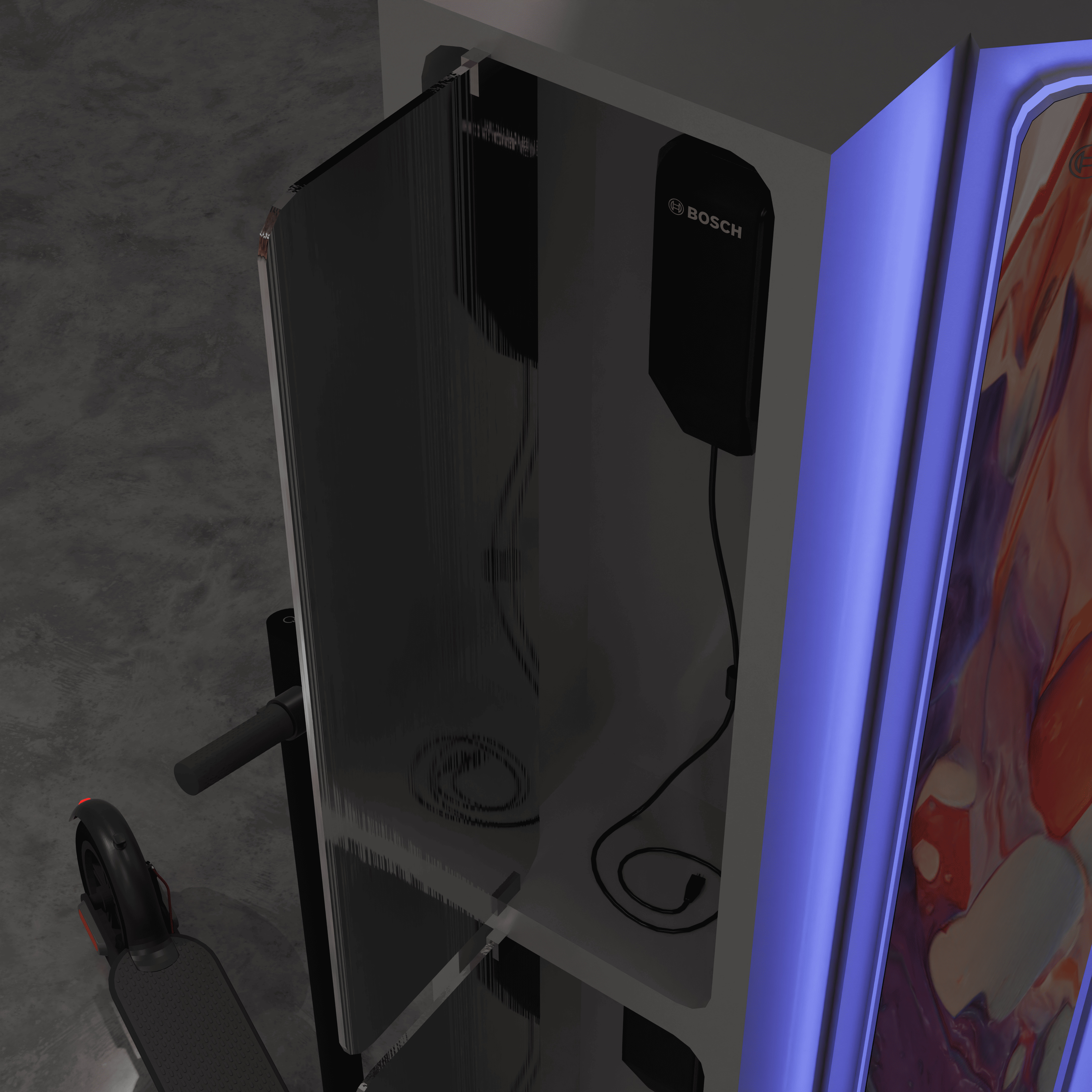 Bosch EV-Bike Charging Station and Charger 3D model_1