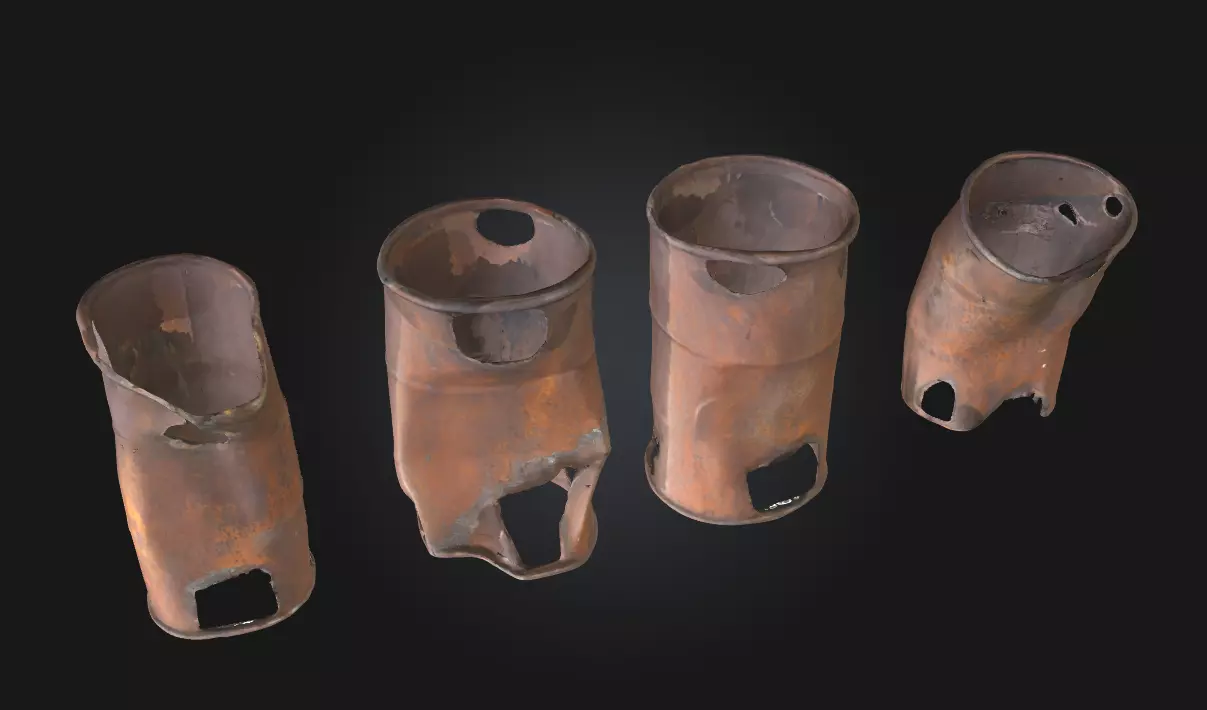 Rusty Barrels Evolution  Industrial Decay Across Time 3D model_0
