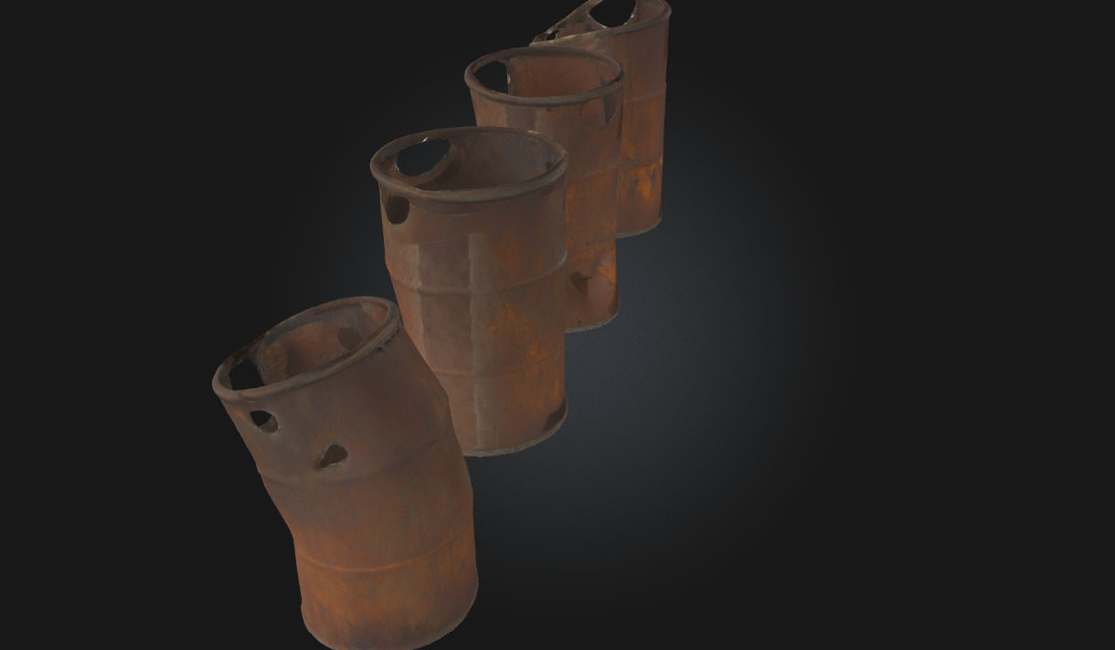 Rusty Barrels Evolution  Industrial Decay Across Time 3D model_2