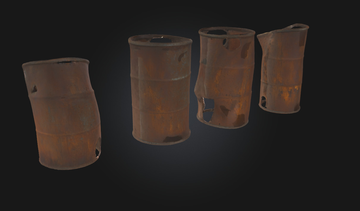 Rusty Barrels Evolution  Industrial Decay Across Time 3D model_3