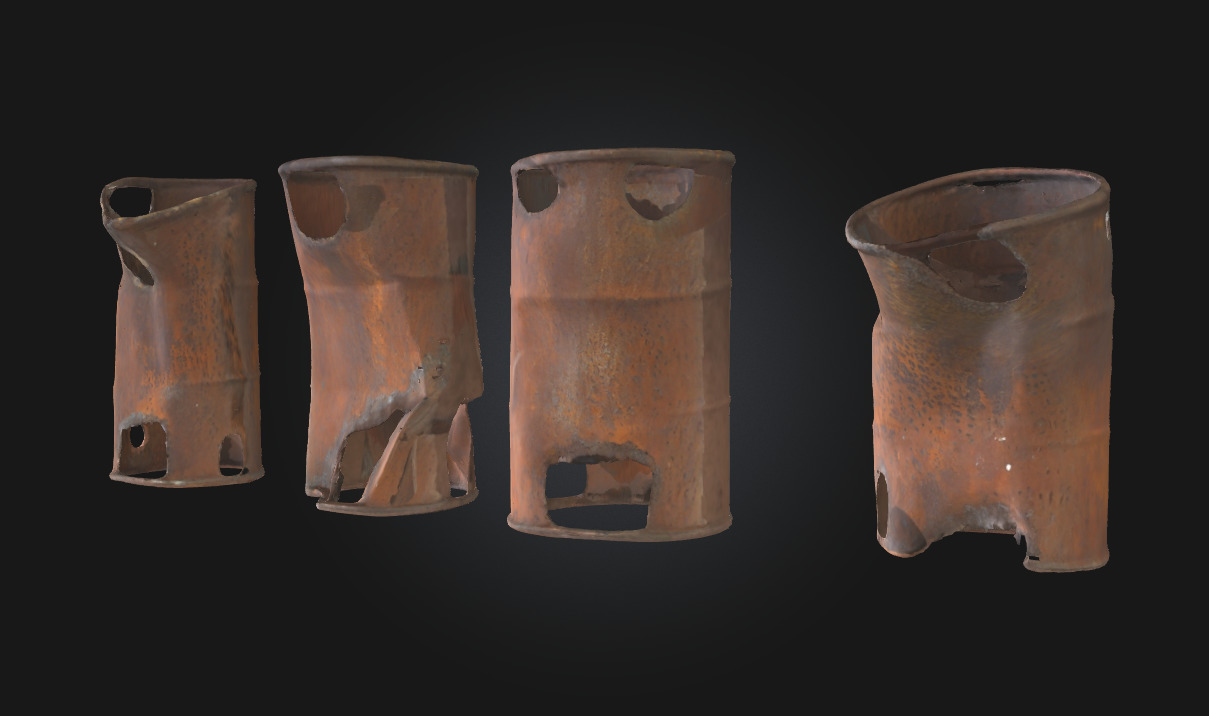 Rusty Barrels Evolution  Industrial Decay Across Time 3D model_1