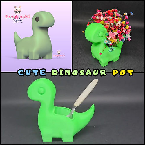 Cute Dinosaur Pot 3D print model