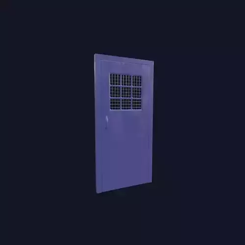 Clean Prison Door with Grid Window