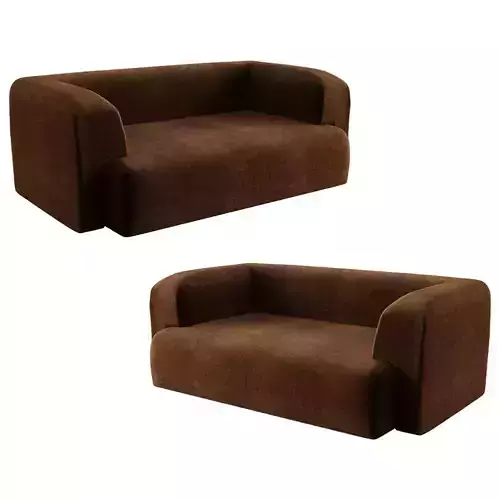 Modern Brown Fabric Sofa 3D Model