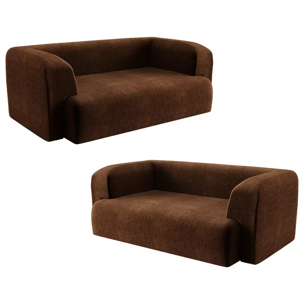 Modern Brown Fabric Sofa 3D Model 3D model_0