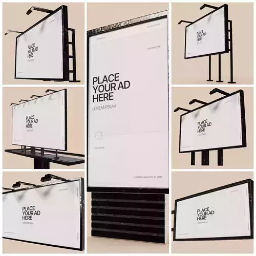 7 different Advertising Billboards 3D Model Collection 7 different Advertising Billboards 3D Model Collection