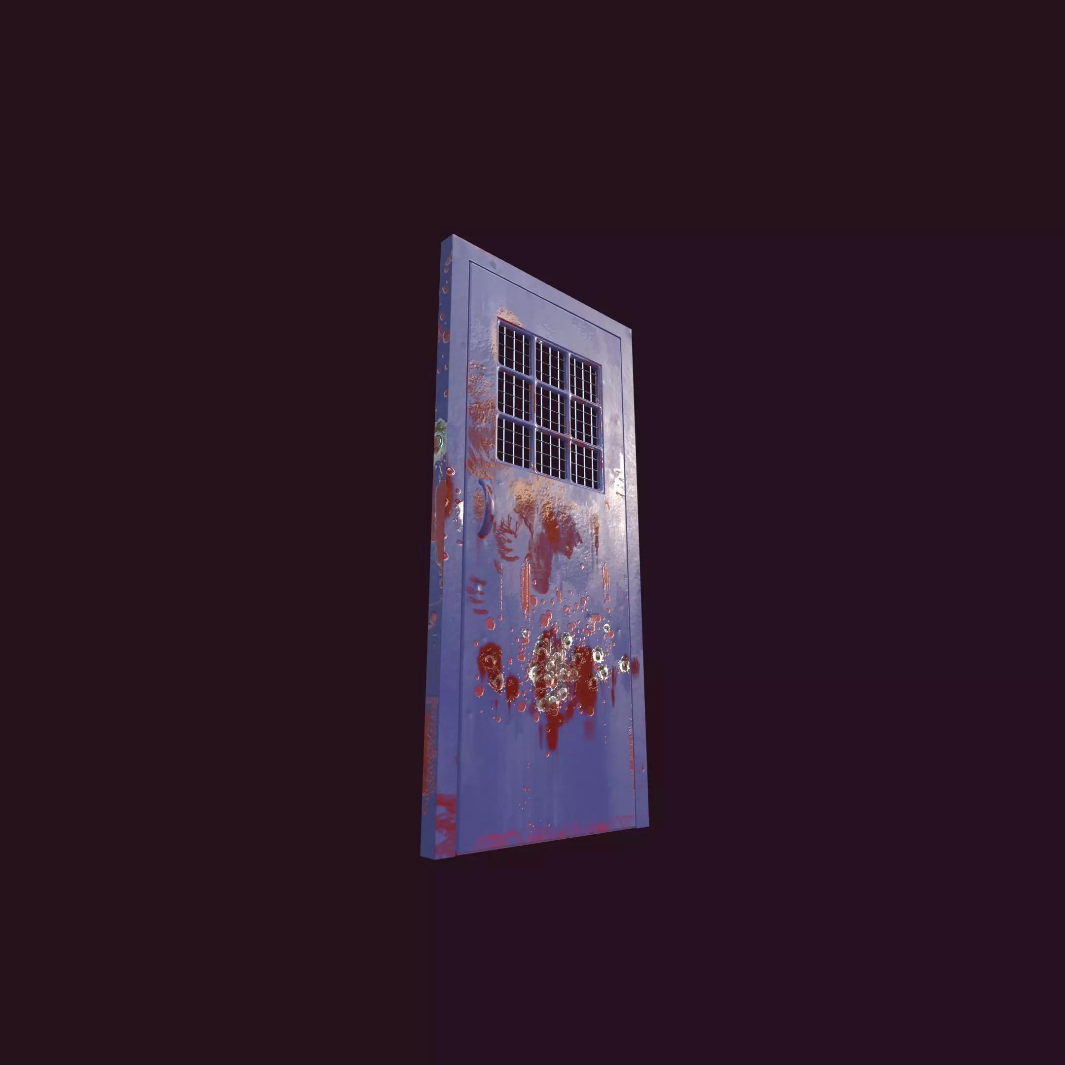 Bloody Prison Door with Bullet Holes and Handprints 3D model_0