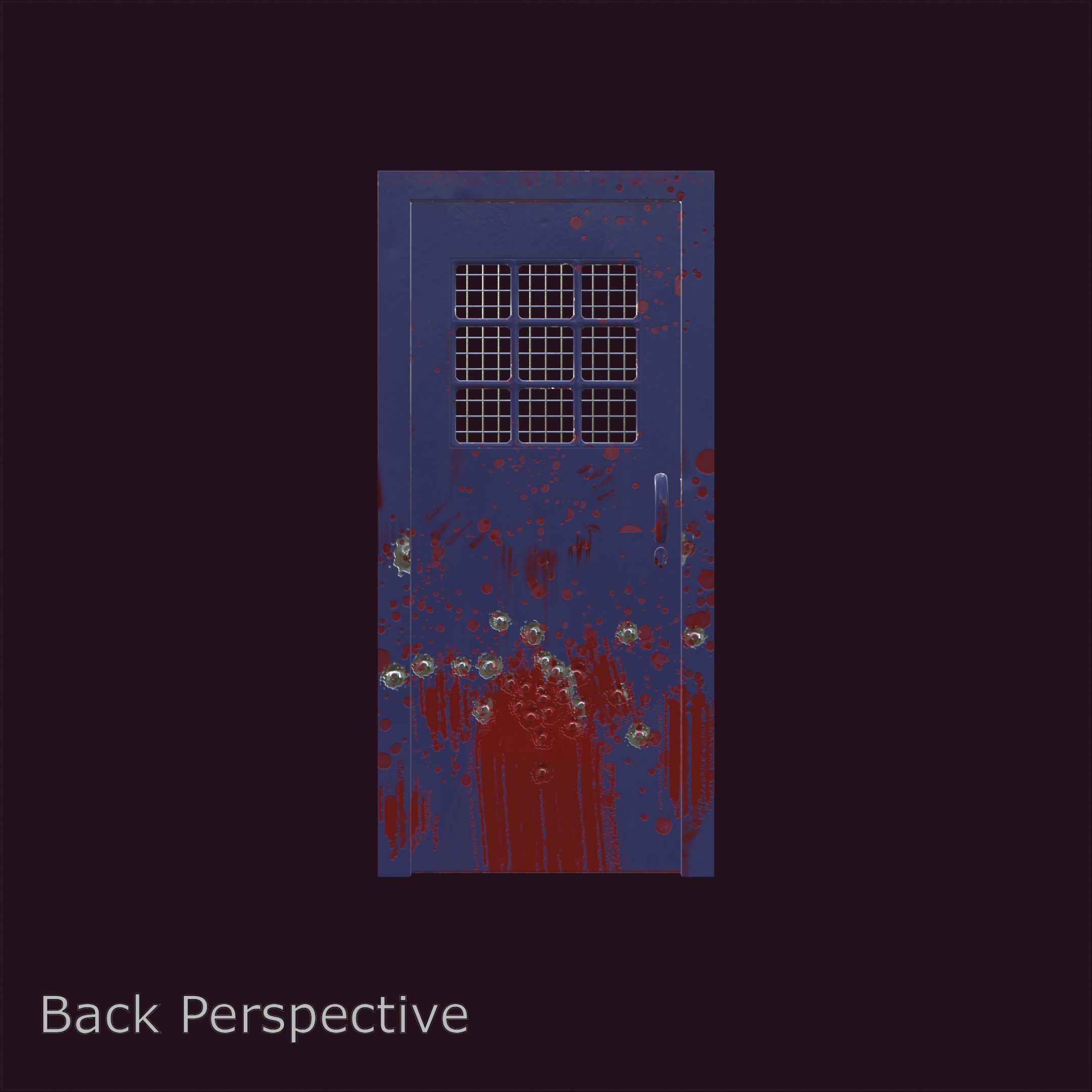 Bloody Prison Door with Bullet Holes and Handprints 3D model_3