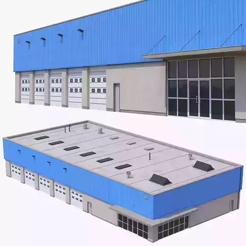 Industrial Building 16 Blue Low-poly 3D model Industrial Building 16 Blue Low-poly 3D model