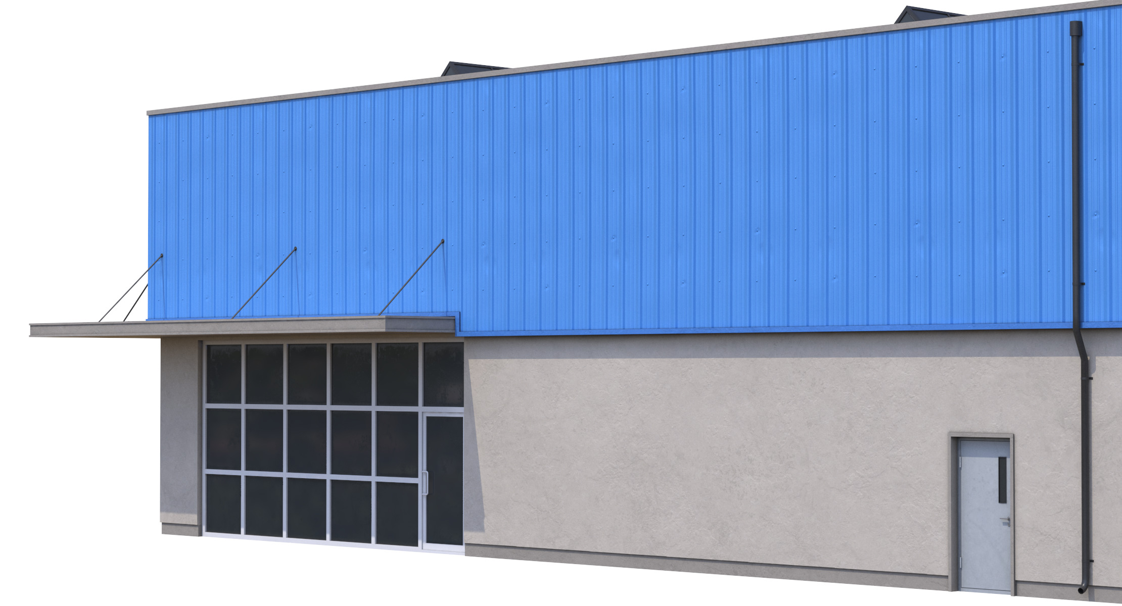 Industrial Building 16 Blue Low-poly 3D model_4