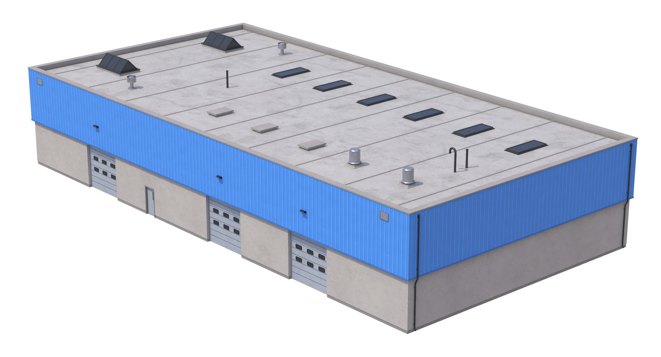 Industrial Building 16 Blue Low-poly 3D model_2