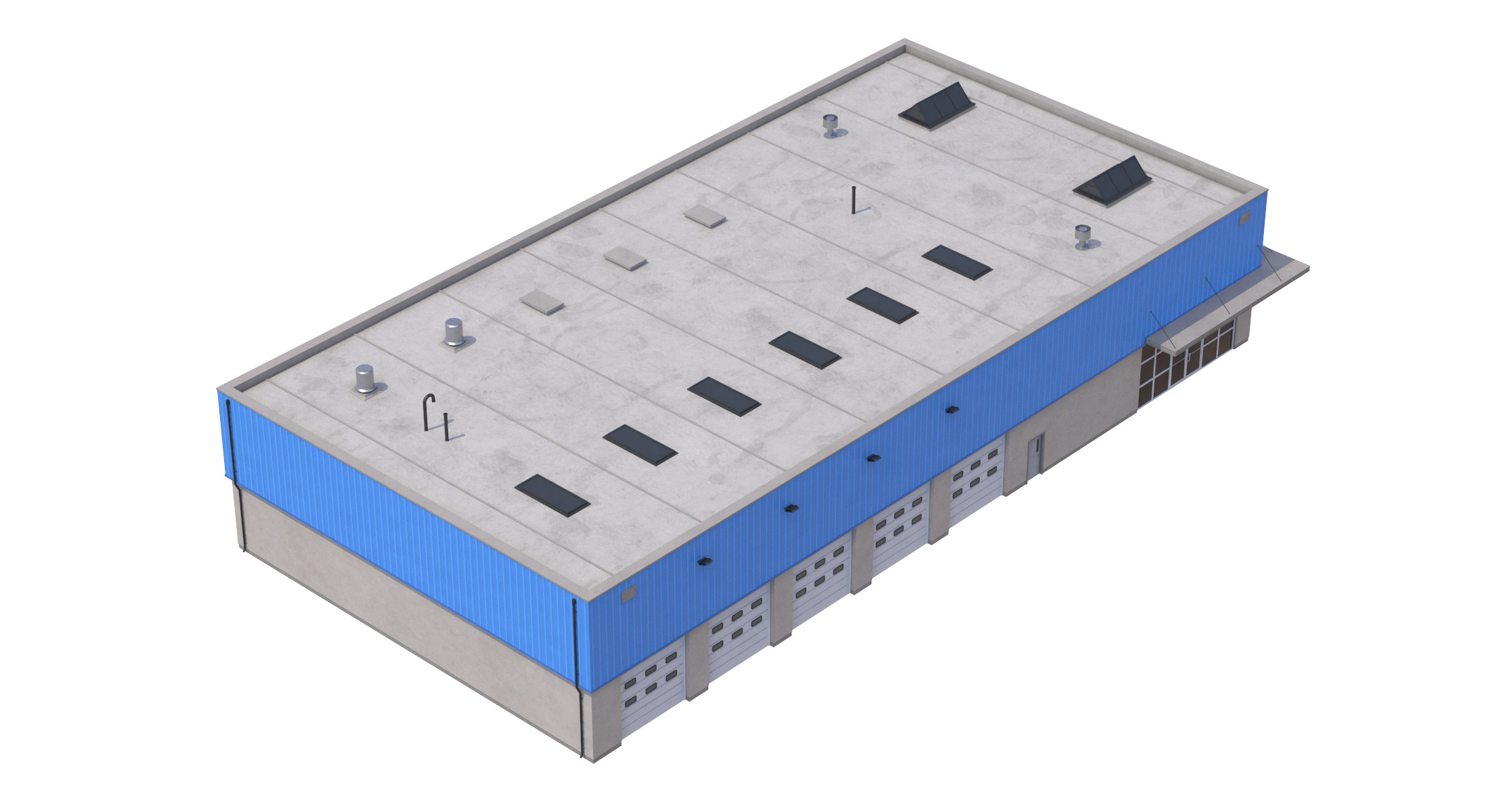 Industrial Building 16 Blue Low-poly 3D model_8