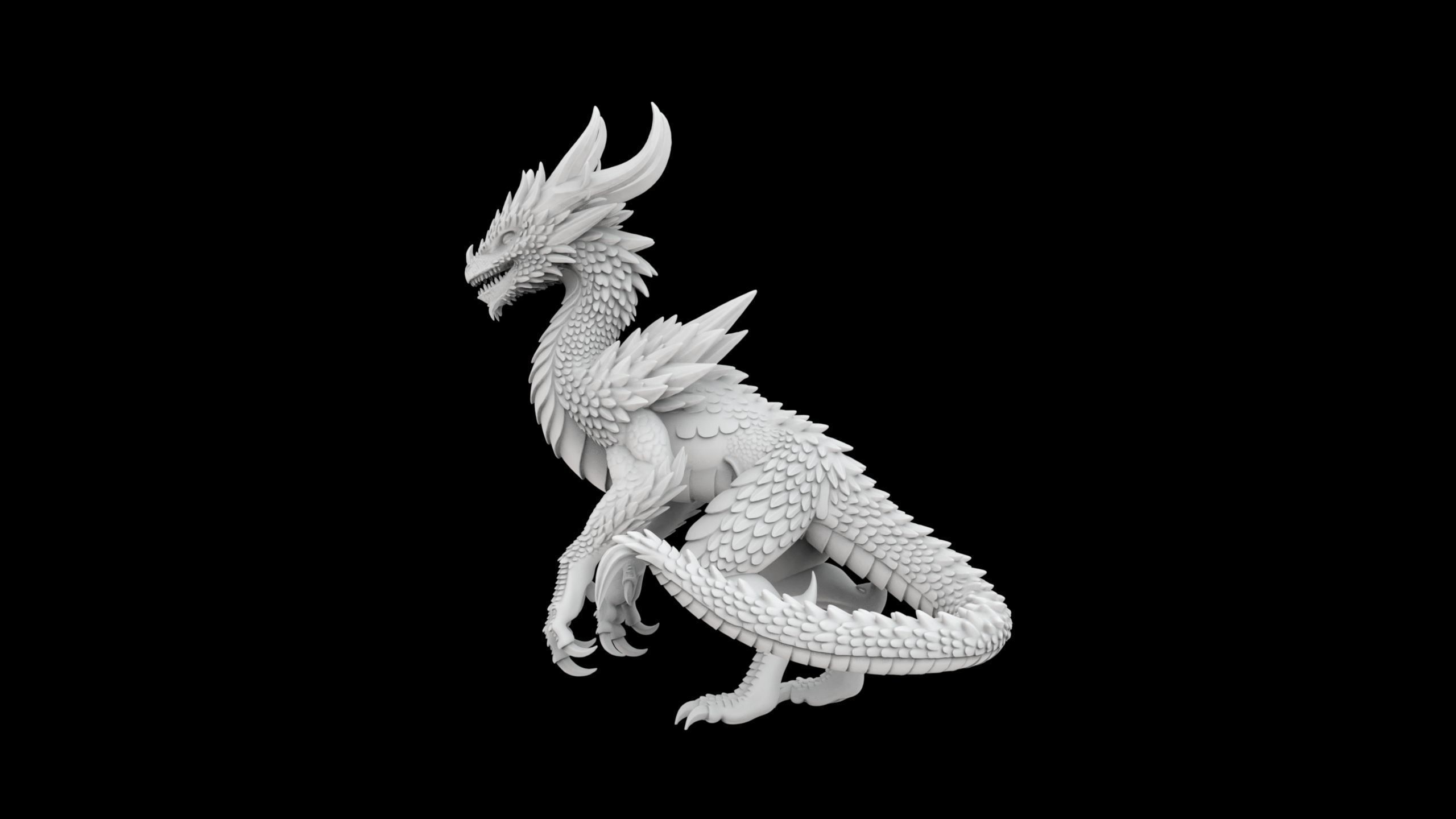 Ice Dragon 3D Print Model Frosty Fantasy Sculpture 3D print model_3