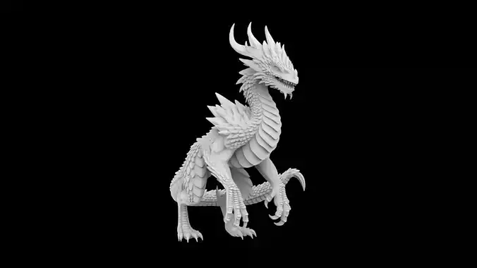 Ice Dragon 3D Print Model Frosty Fantasy Sculpture 3D print model
