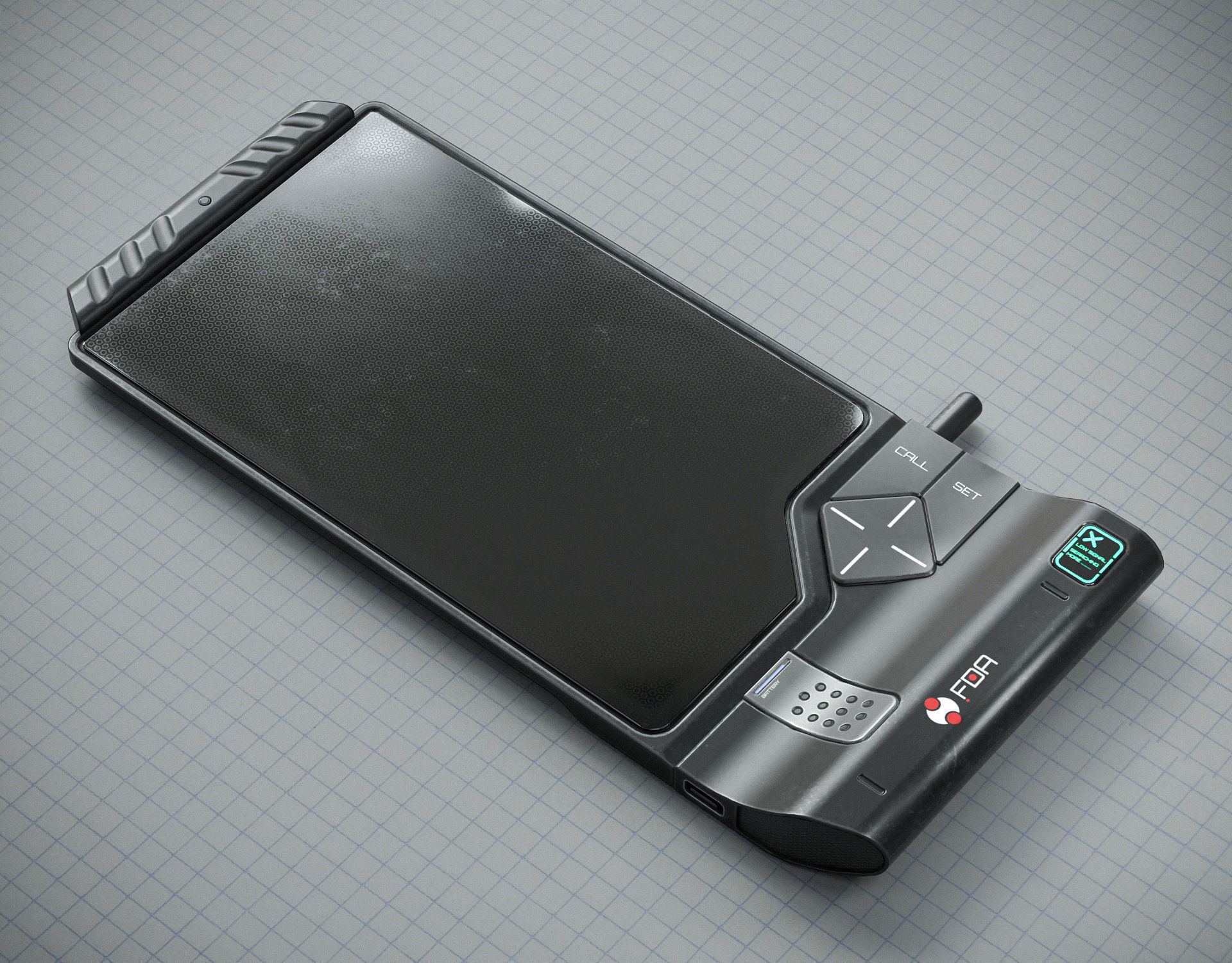 Sci-fi Data Pad PBR Low-poly 3D model_2