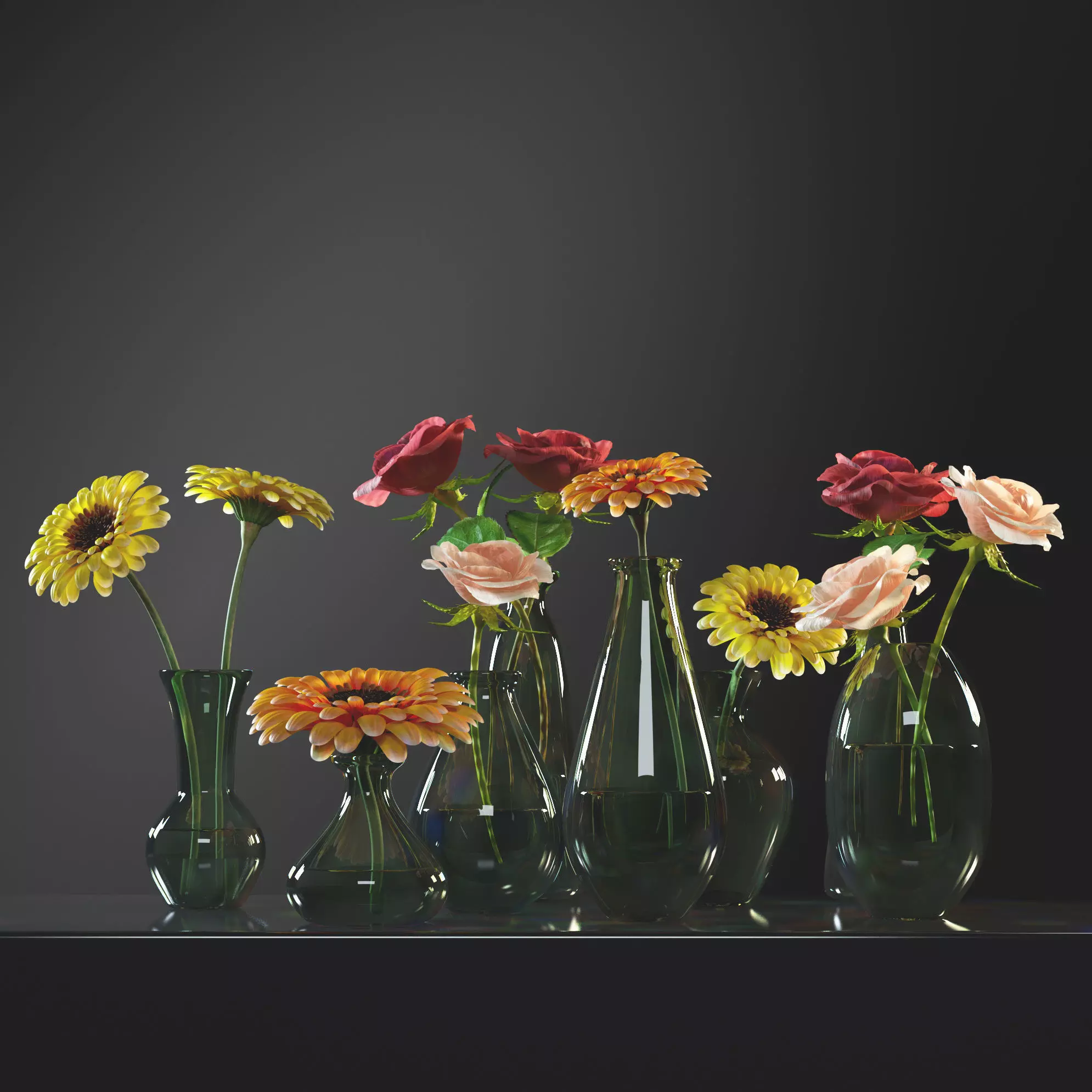 small flowered vase 3D model_0