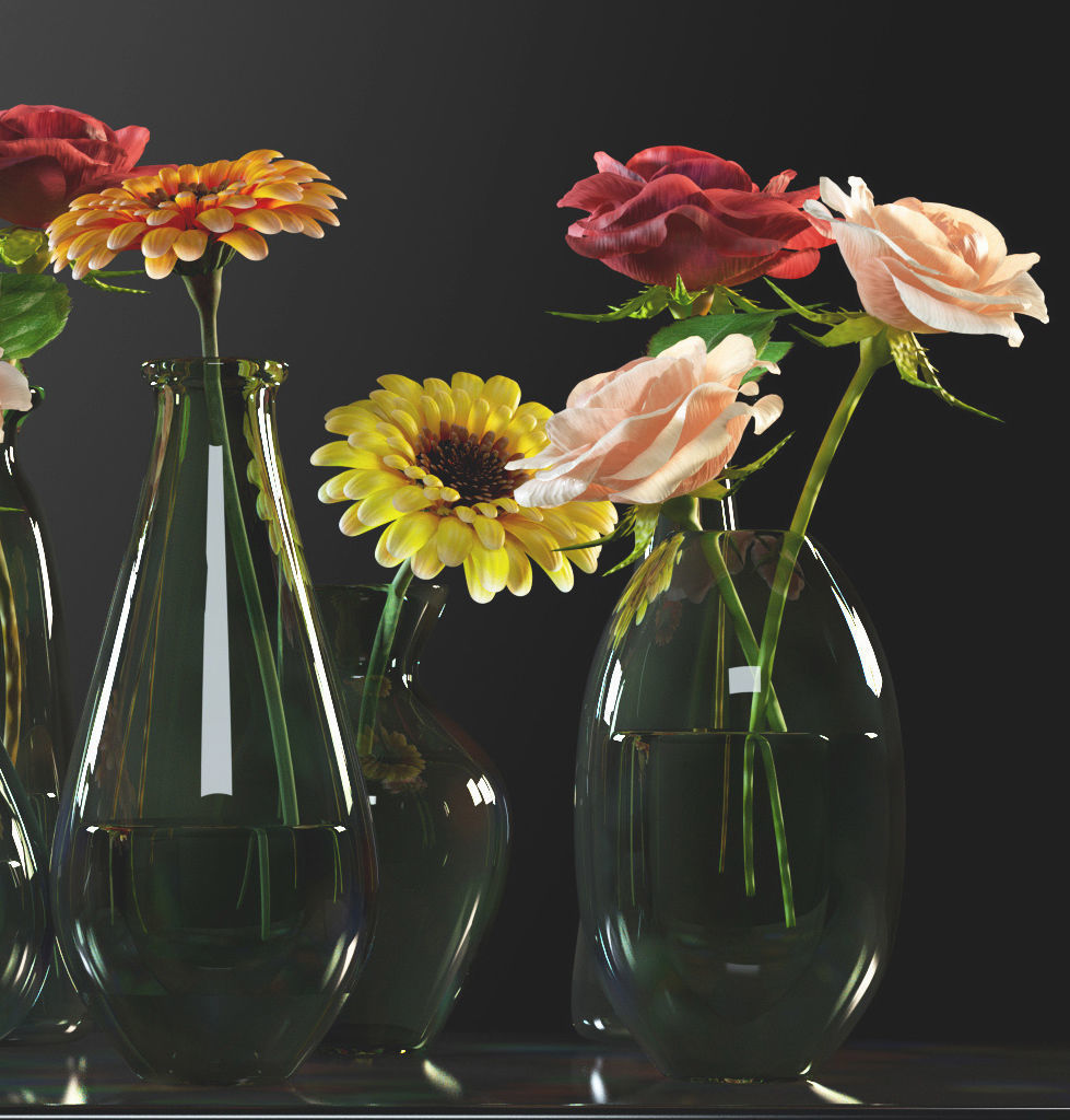 small flowered vase 3D model_1