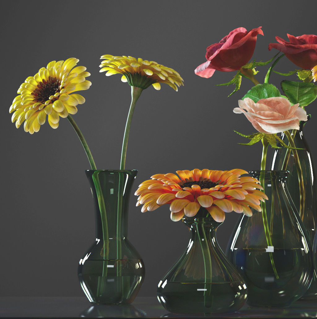 small flowered vase 3D model_2