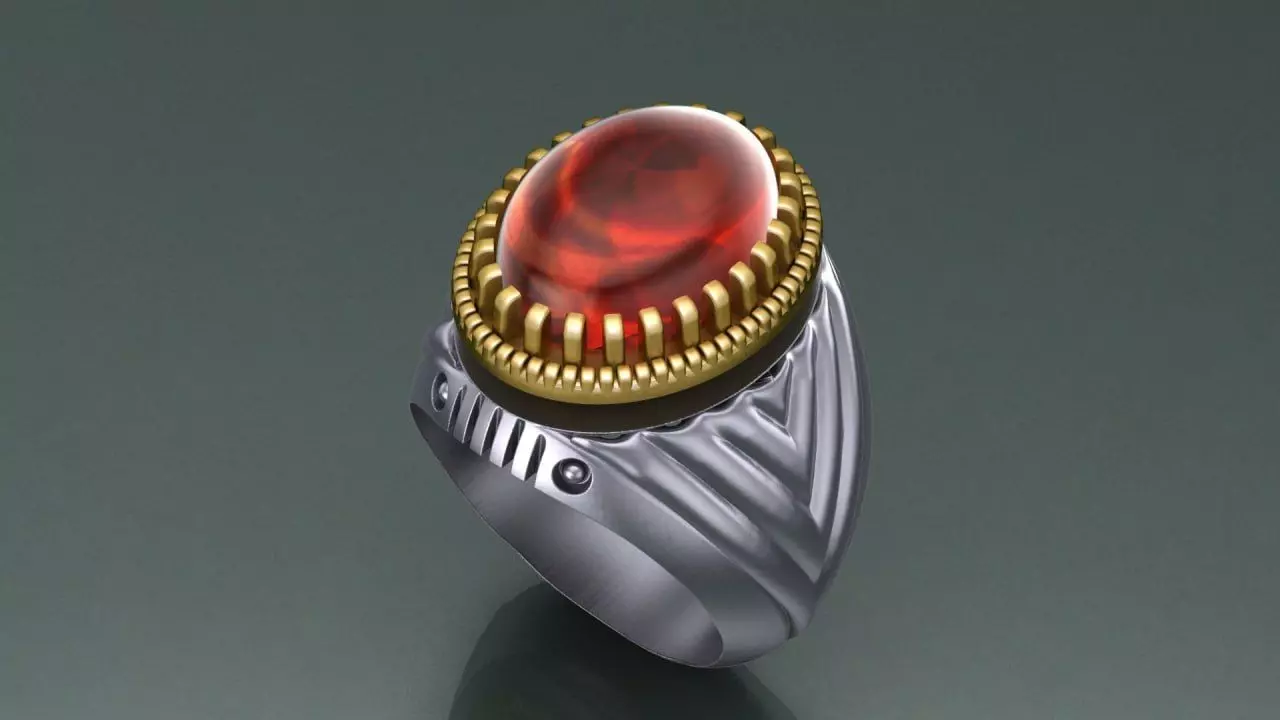 new look oval stone men ring 3D print model