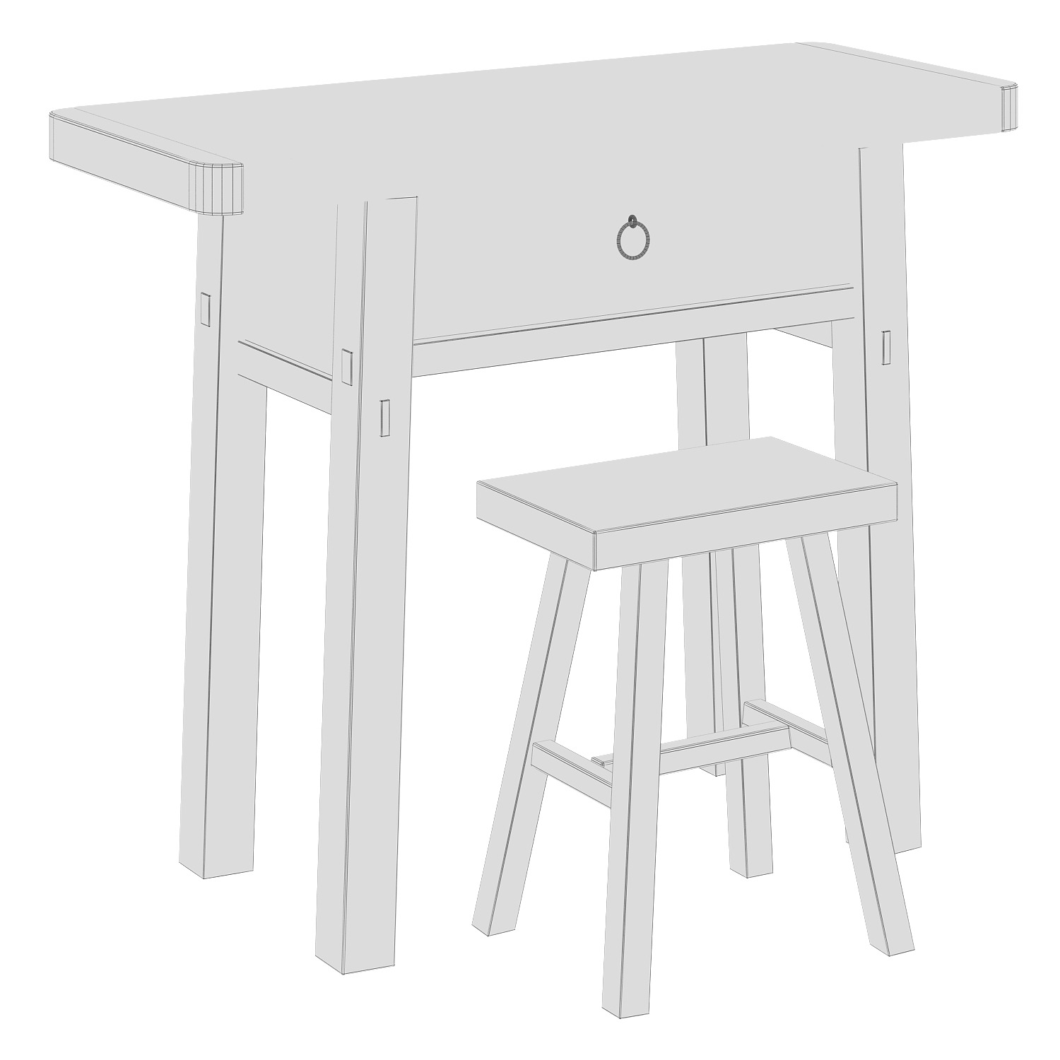 Dressing table with chair Sumiko 3D model_3