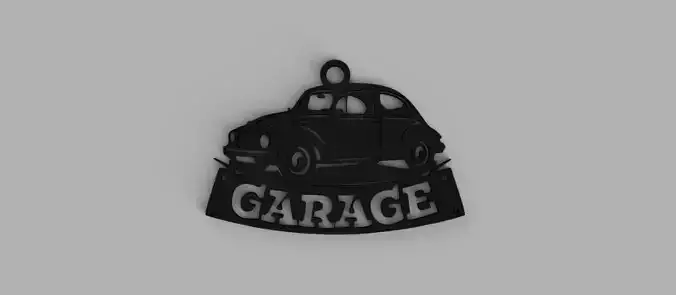 VOLKSWAGEN BEETLE FUSCA VOCHO VW LOGO Garage Openwork keychain 3D print model