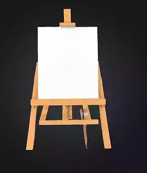 Wooden Art Easel with Canvas  3D print model