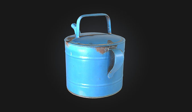Blue Vintage Watering Can  Classic Charm for Garden Scenes 3D model 3