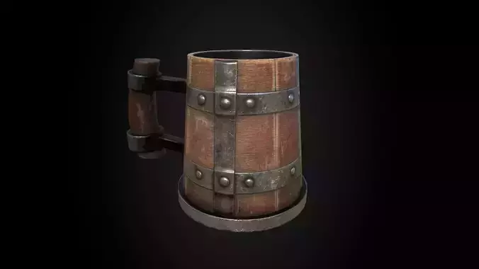 Medieval Wooden Beer Mug - Game Ready 3D Model