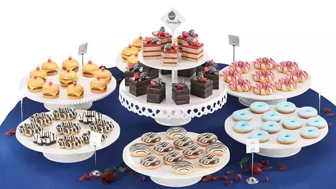 Open buffet Set 04 3D model Open buffet Set 04 3D model