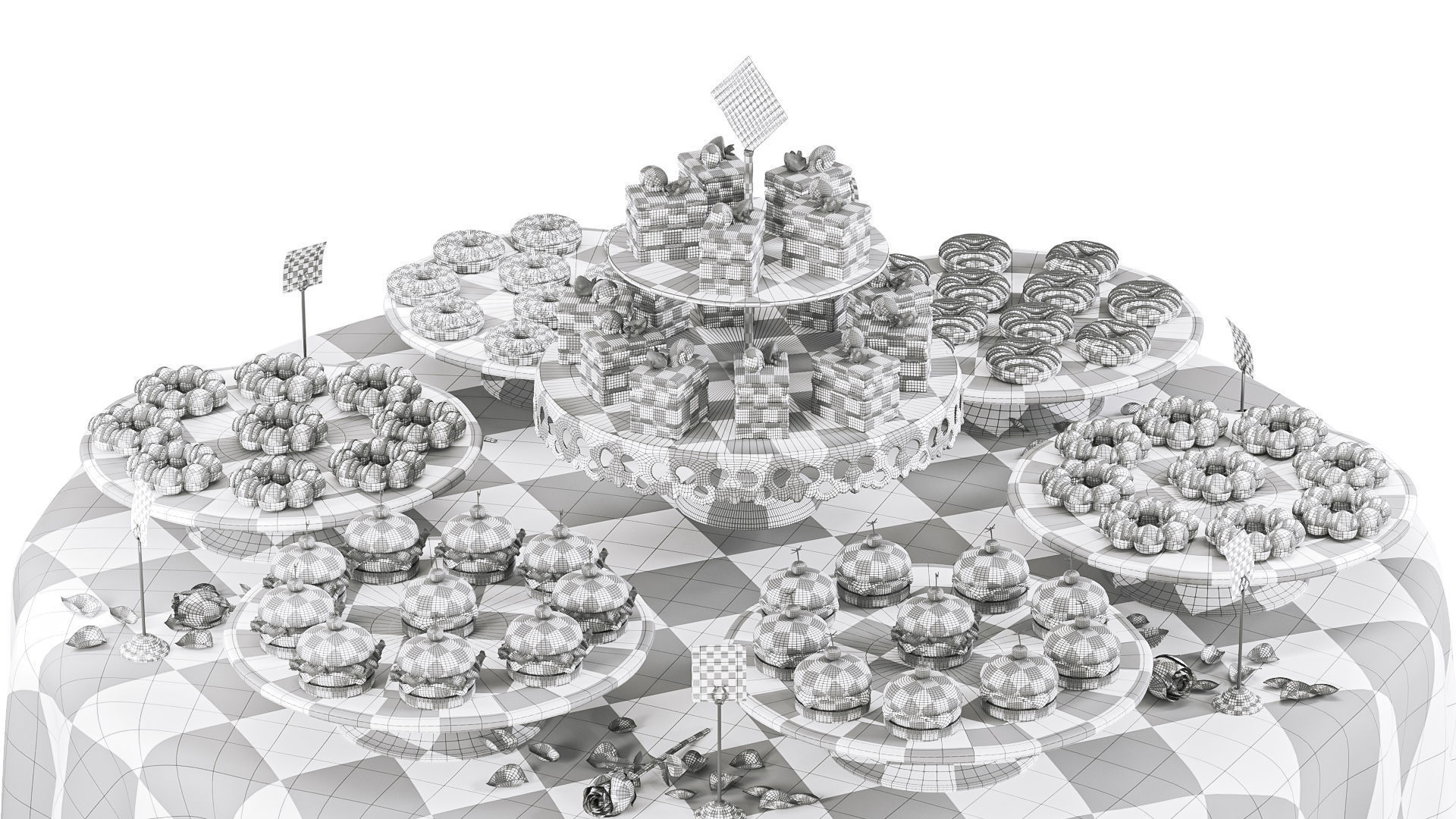 Open buffet Set 04 3D model_5